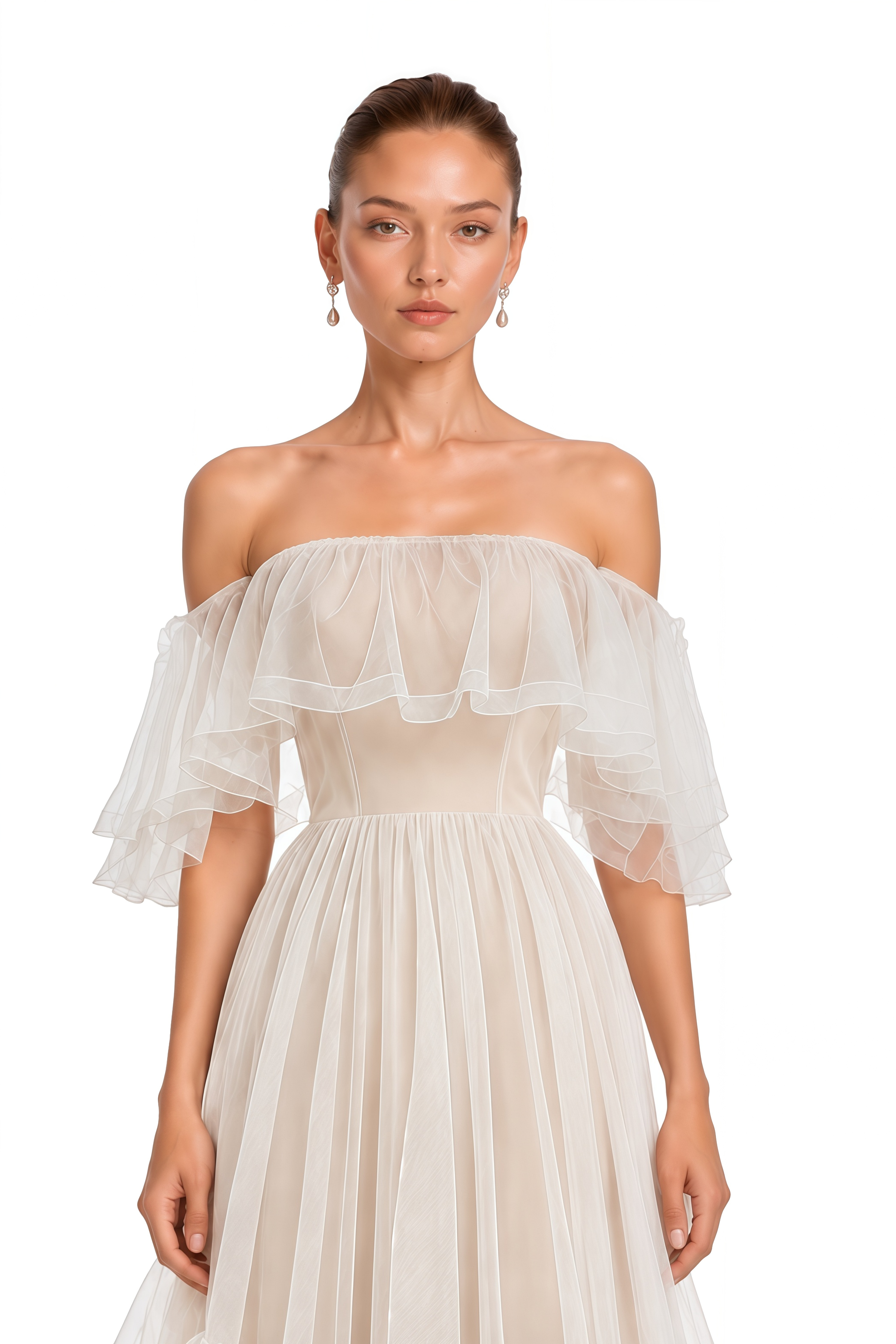 Amabel Ivory Ruffle Off Shoulder Maxi Dress