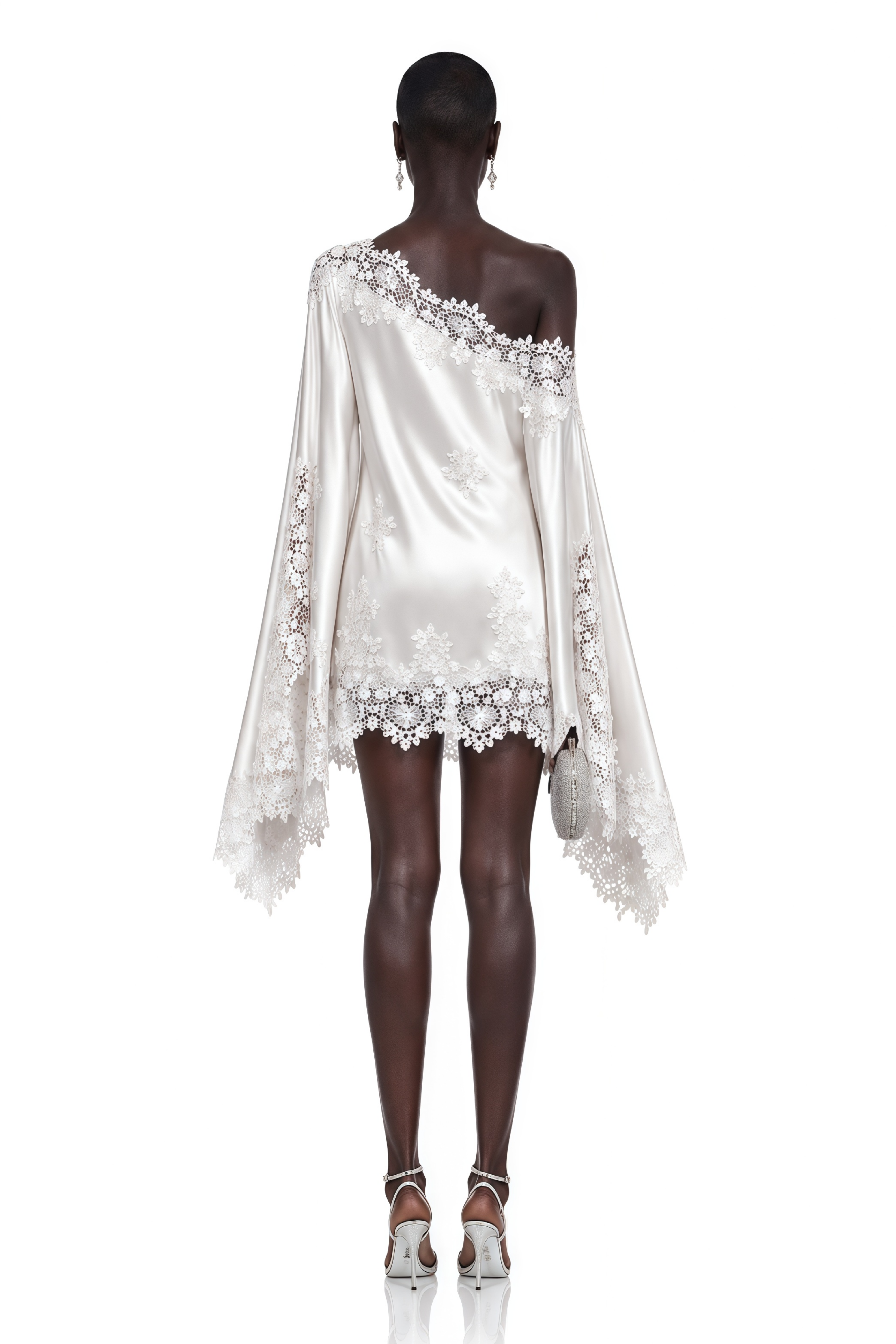 Amabel White One-Shoulder Satin Mini Dress