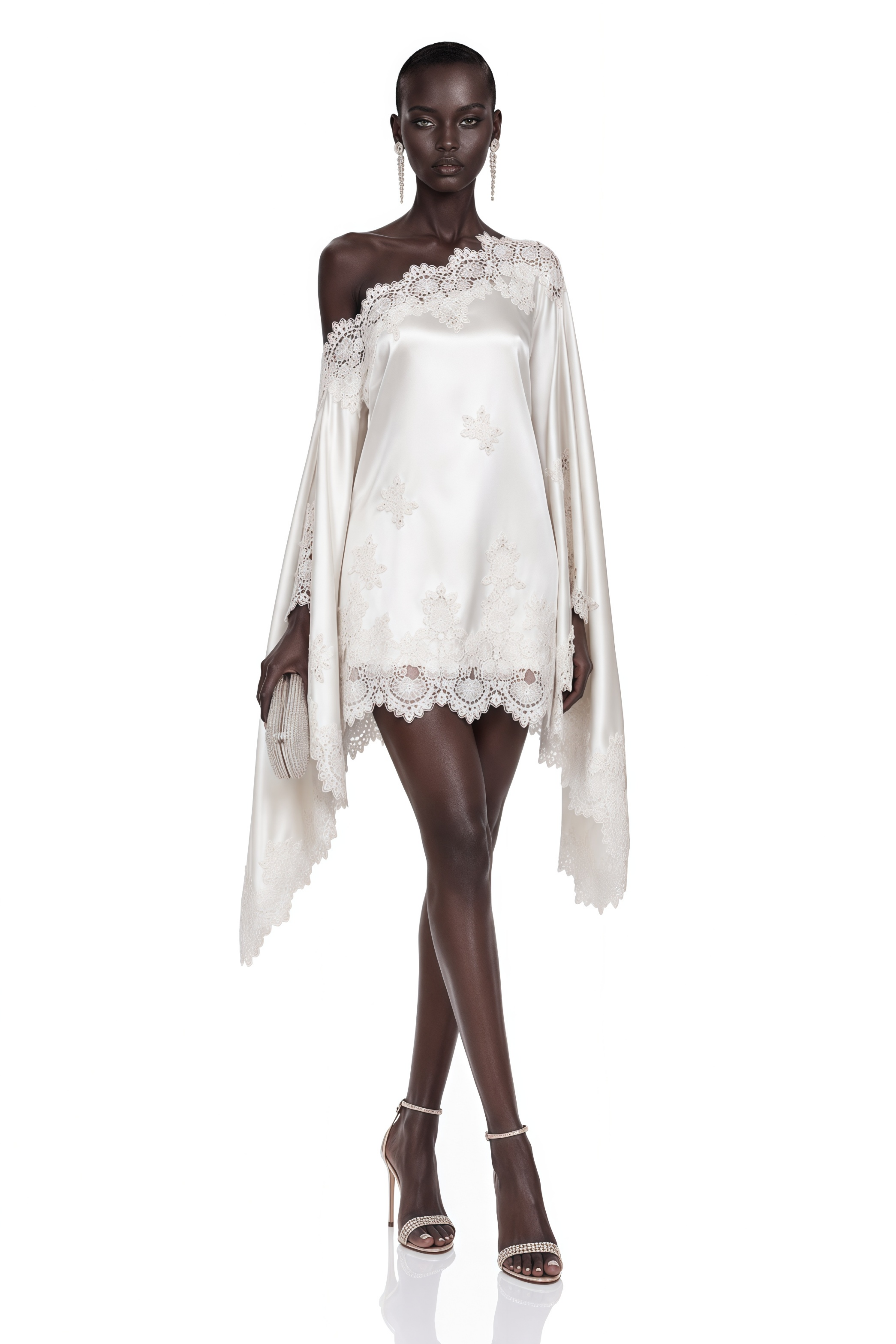 Amabel White One-Shoulder Satin Mini Dress
