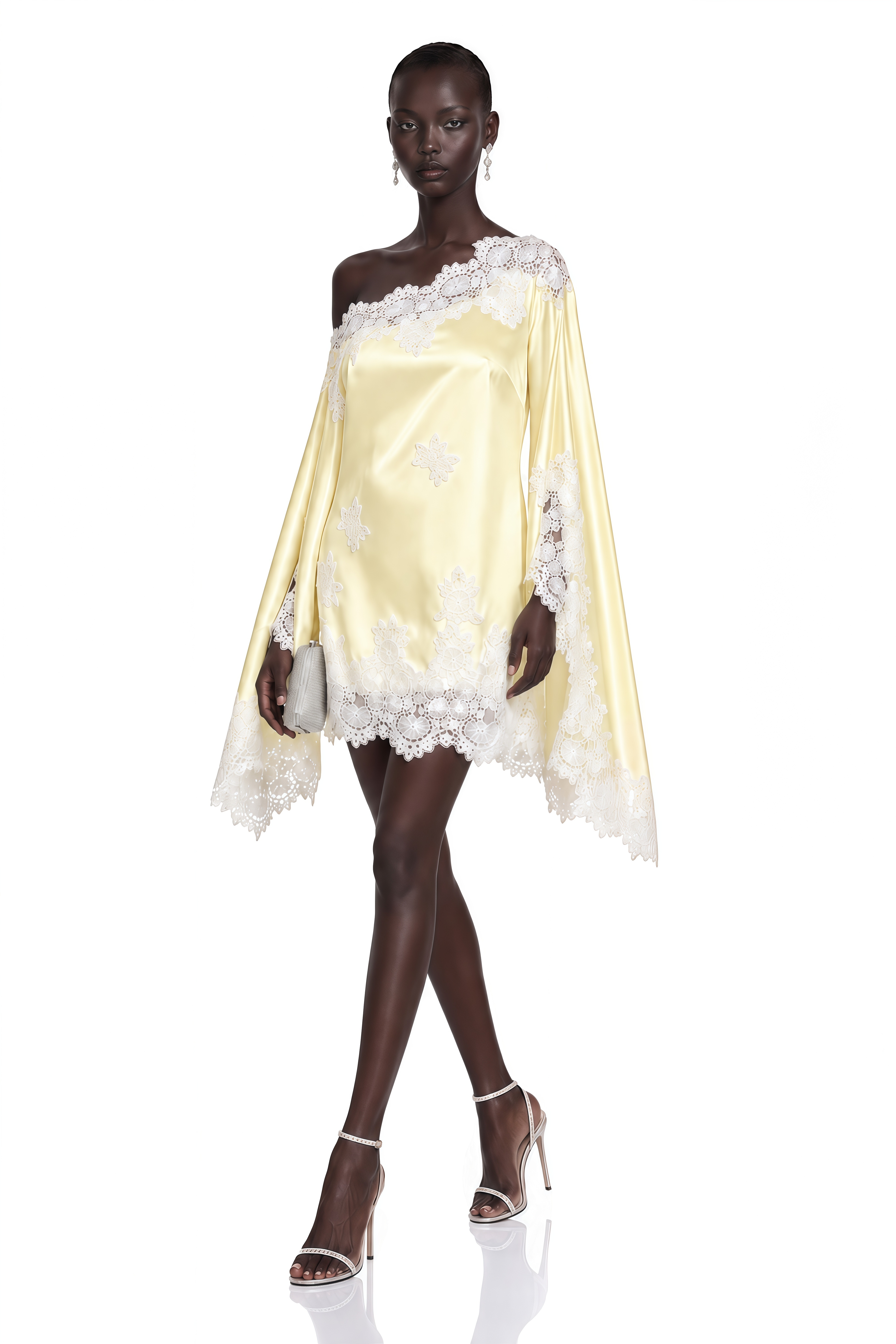 Amabel Yellow One-Shoulder Satin Mini Dress