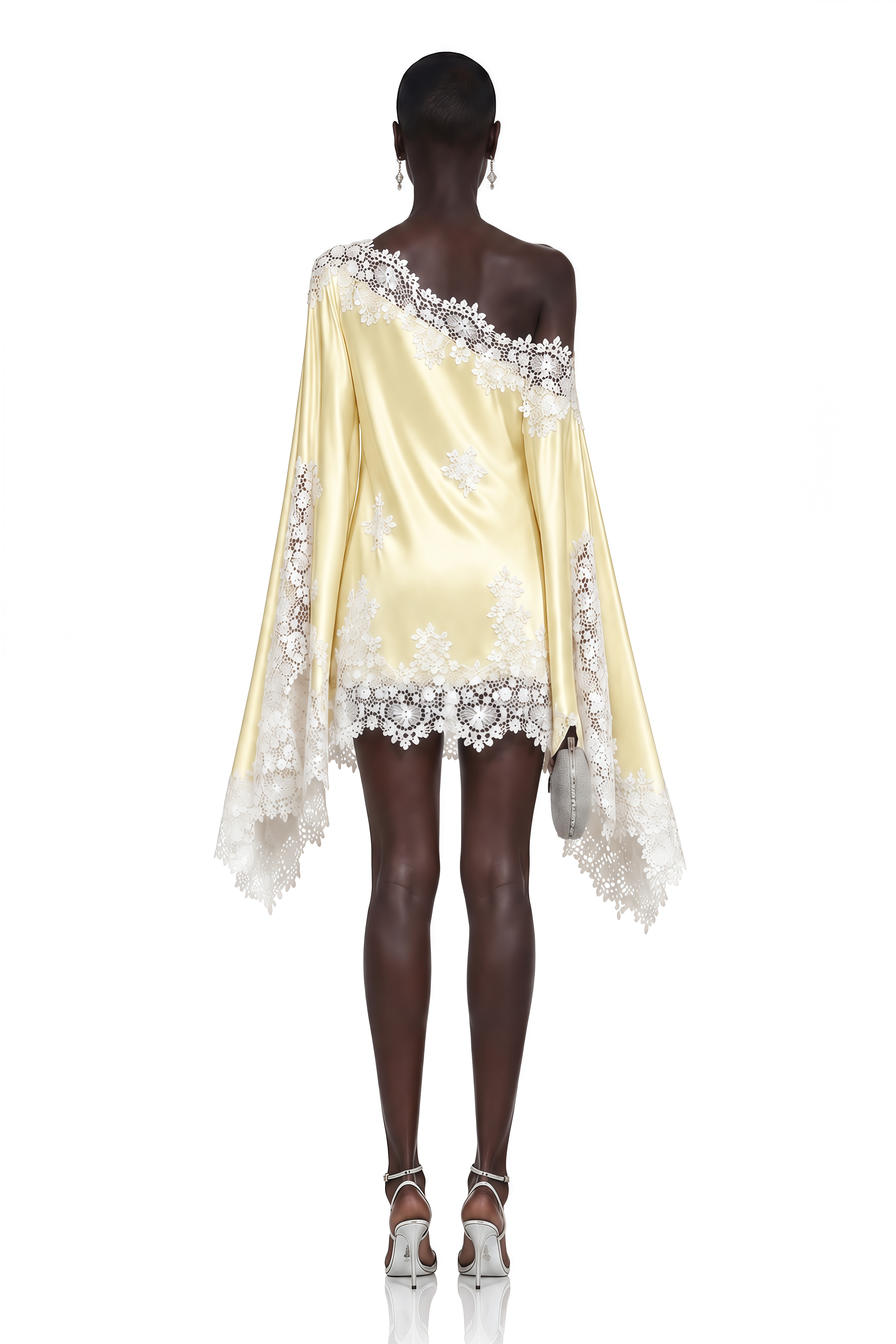 Amabel Yellow One-Shoulder Satin Mini Dress