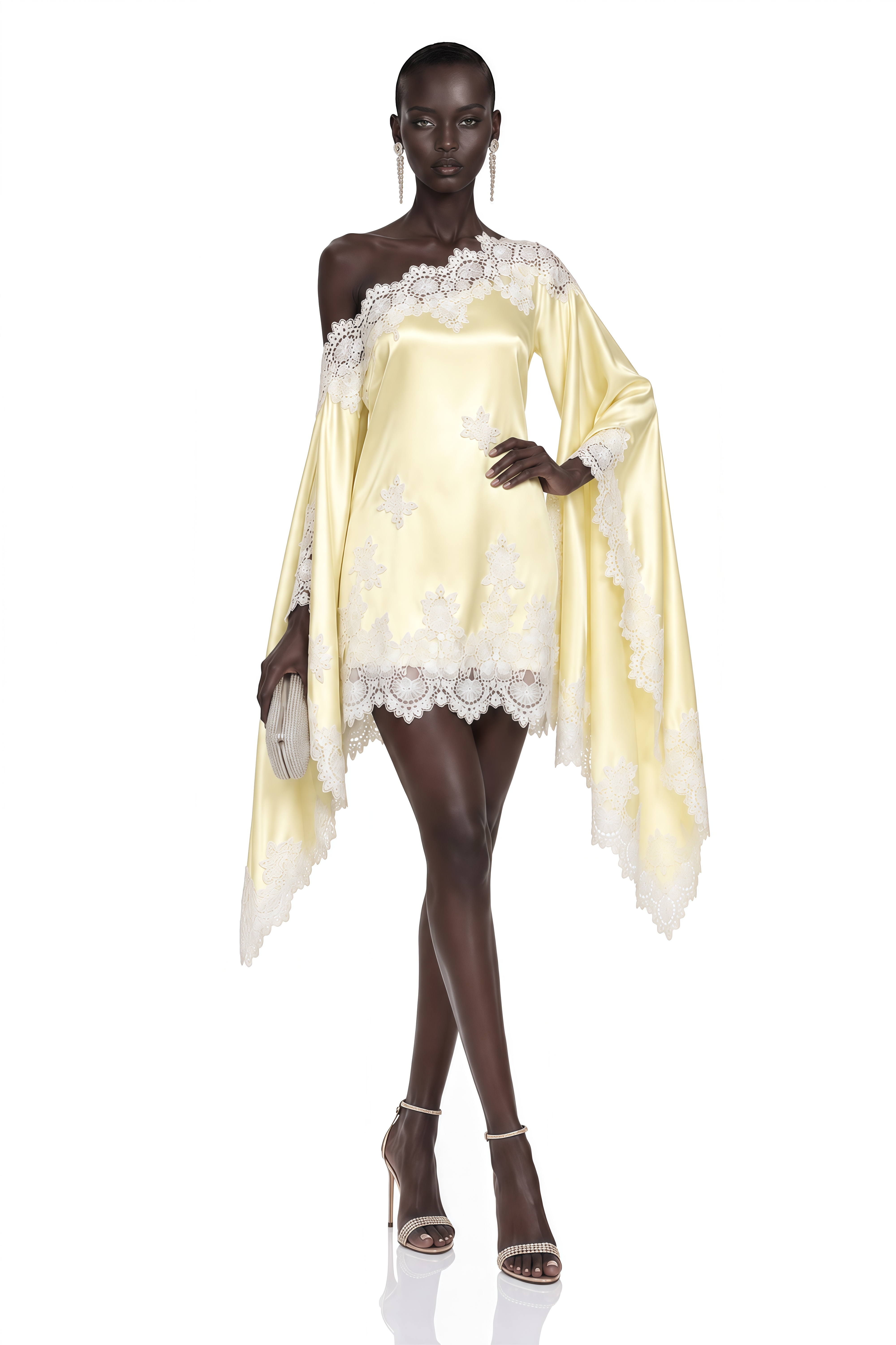 Amabel Yellow One-Shoulder Satin Mini Dress