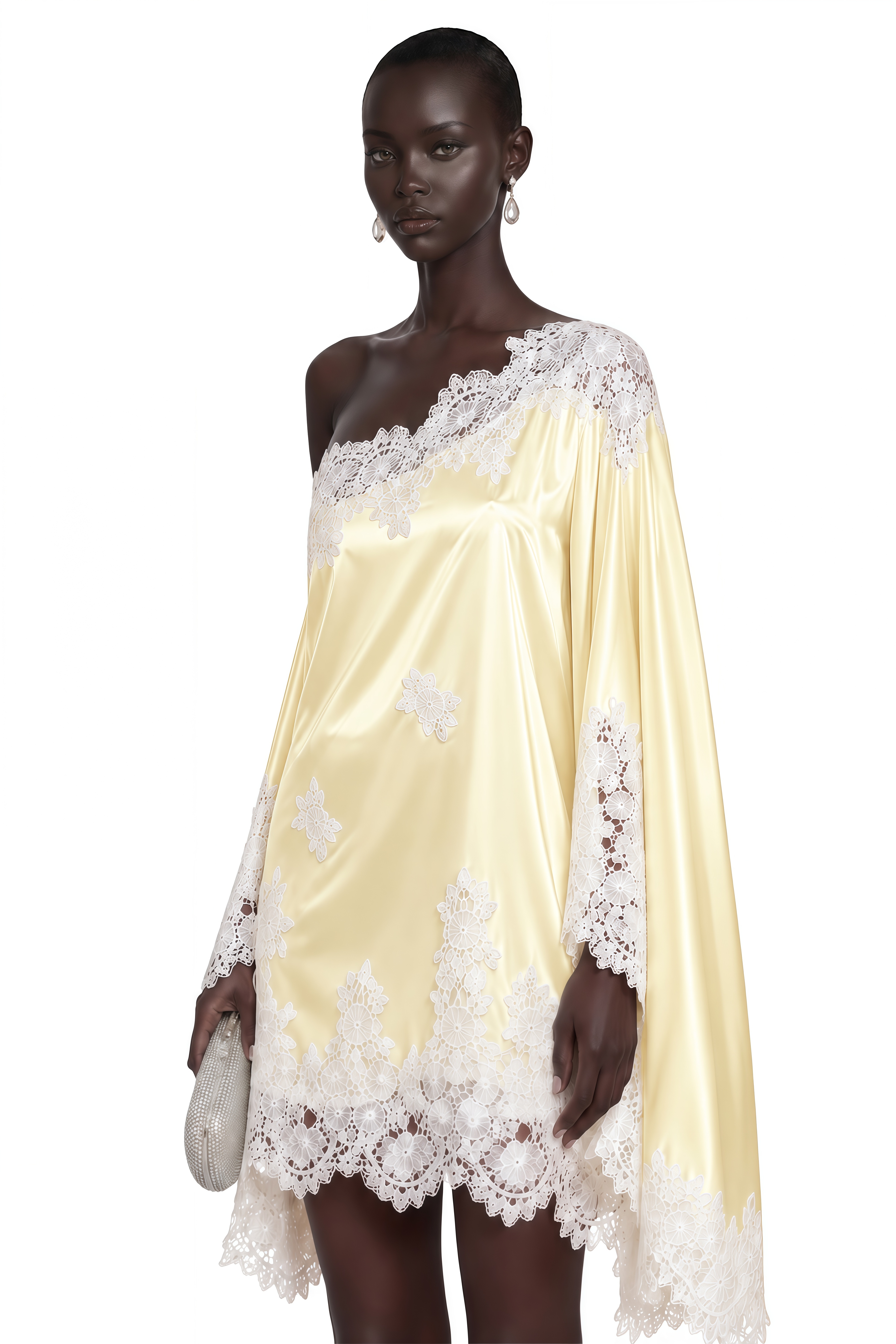 Amabel Yellow One-Shoulder Satin Mini Dress
