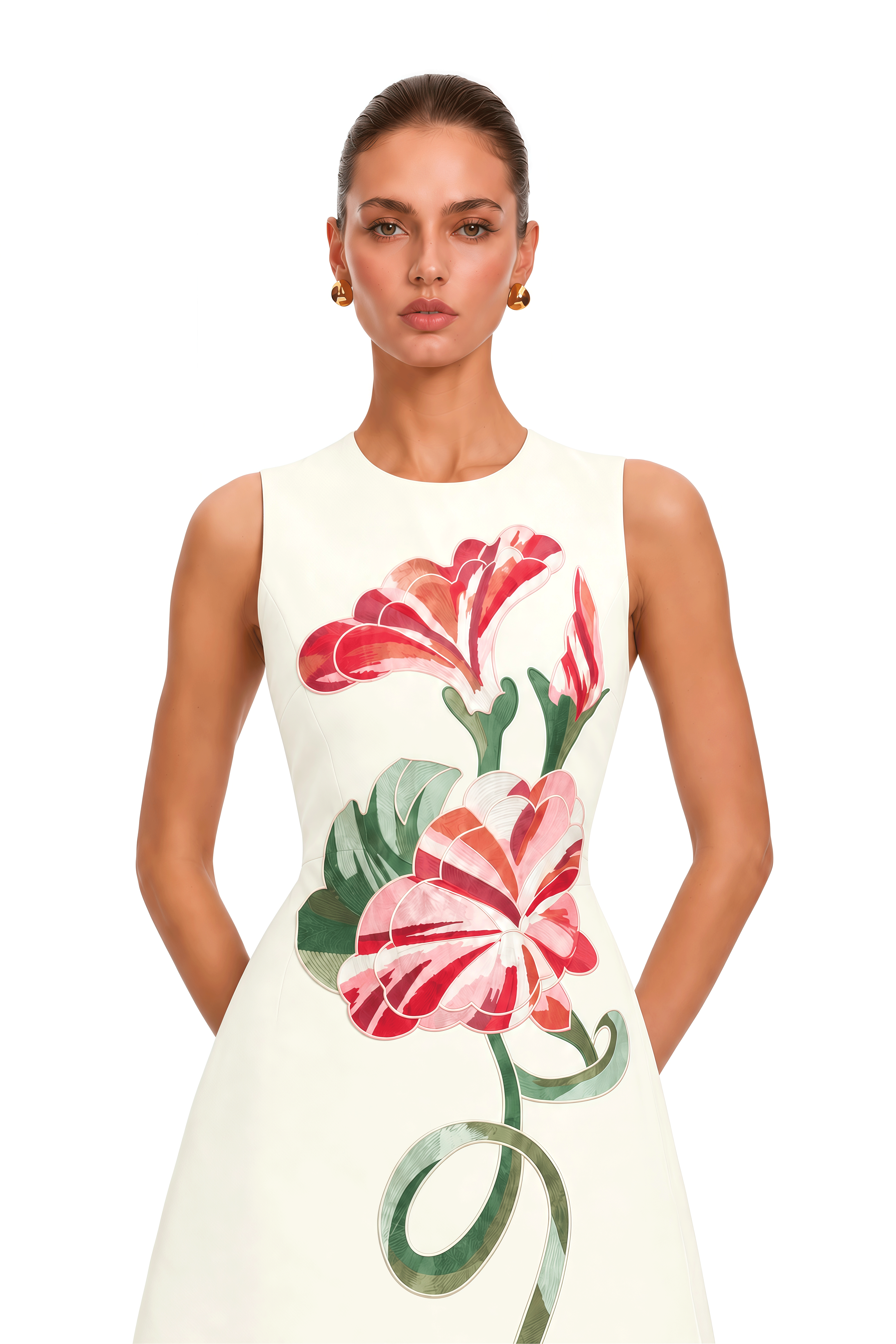 Amaris White Floral Sleeveless Mini Dress
