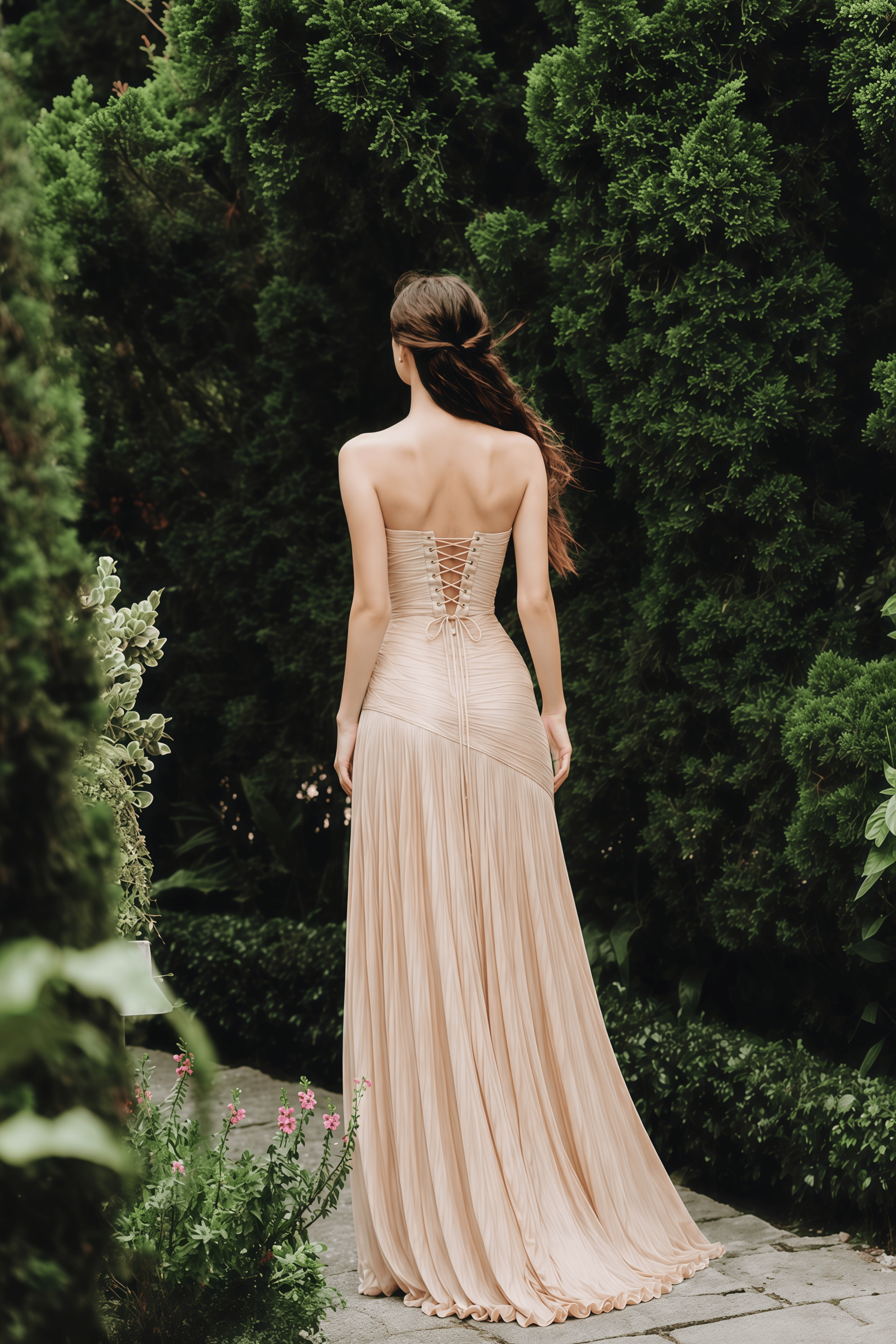 Angelina Champagne Brown Off Shoulder Pleated Maxi Dress