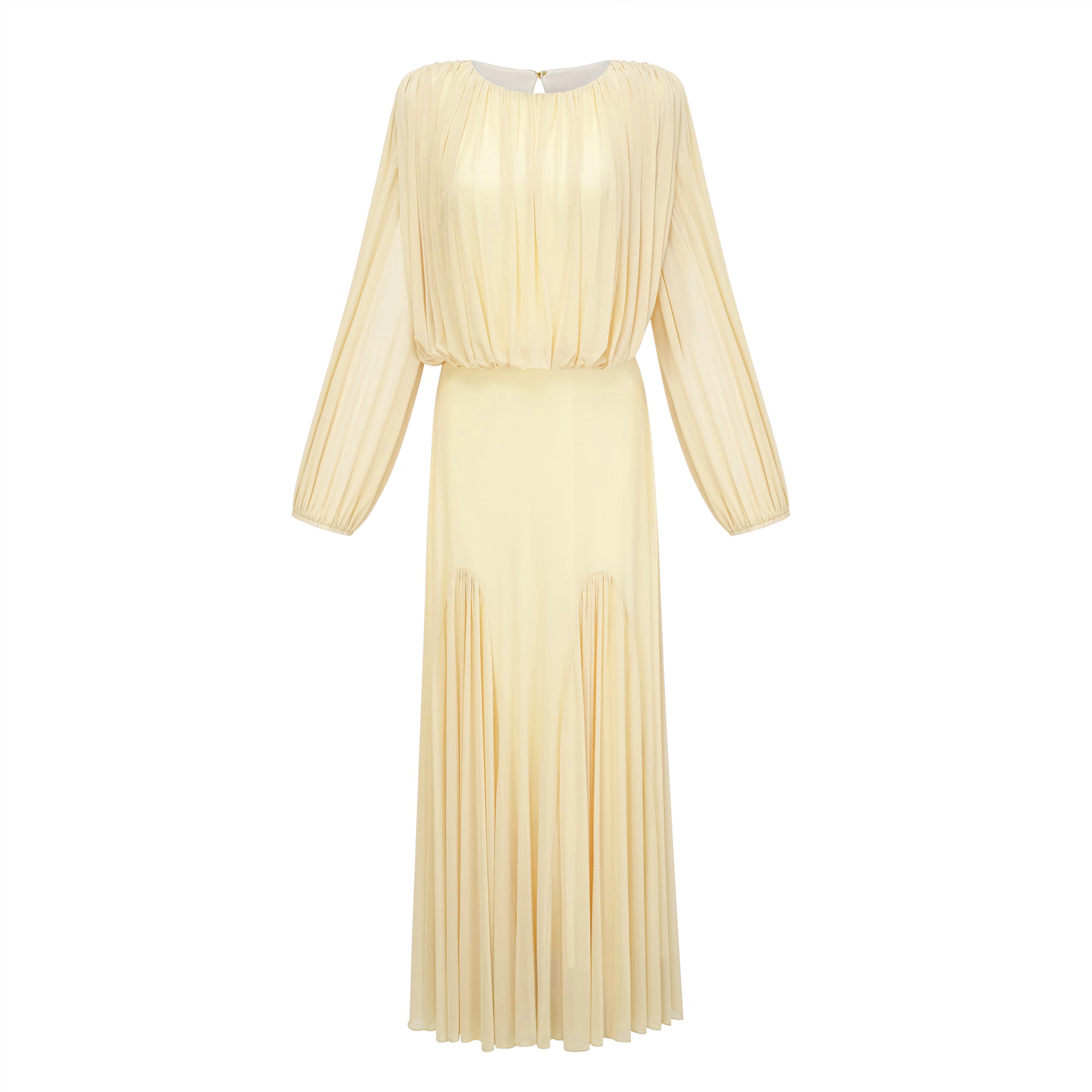 Annabelle Yellow Lantern Sleeve Pleated Maxi Dress – Miss Rosier