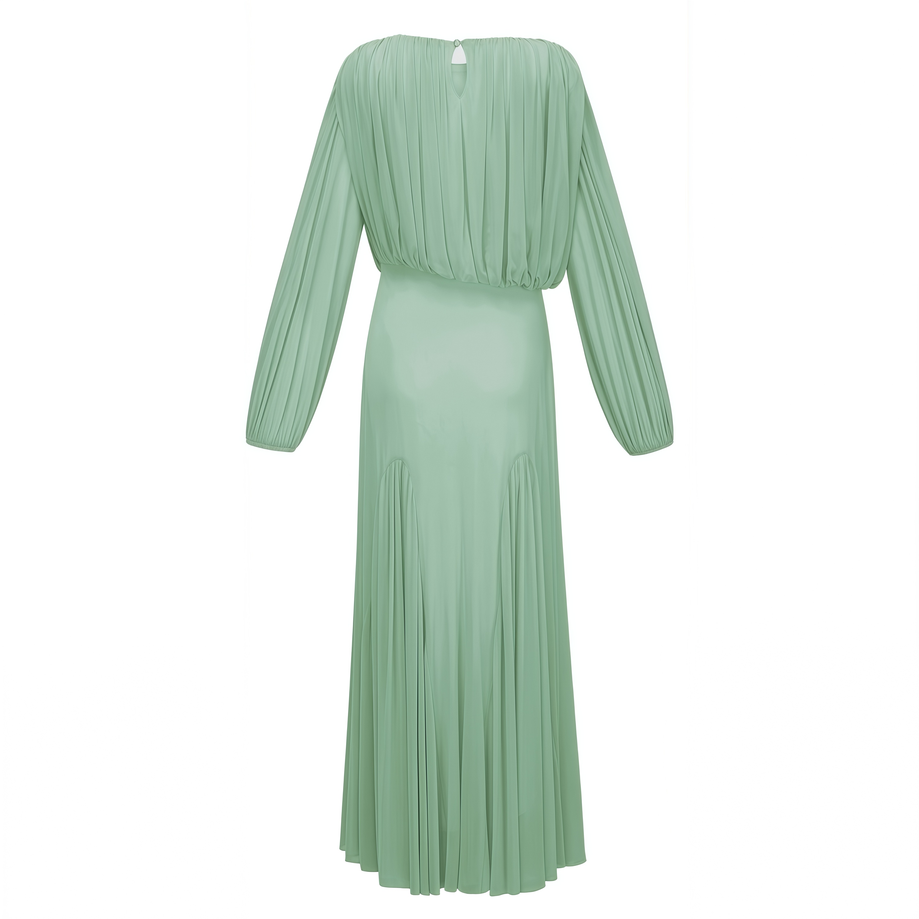 Green Lantern Sleeve Pleated Maxi Dress