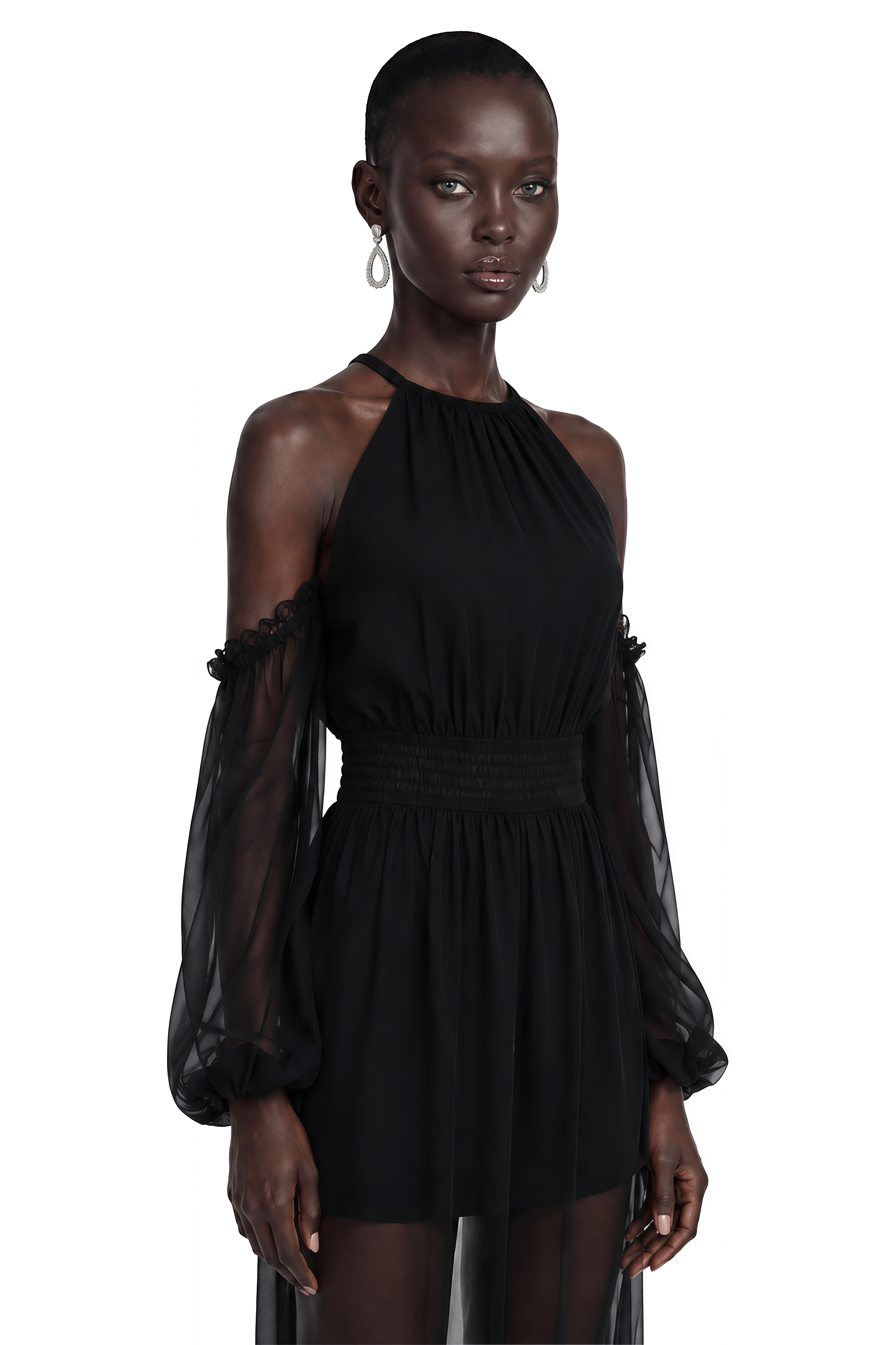 Ardelia Black Halterneck Cold-Shoulder Jumpsuit
