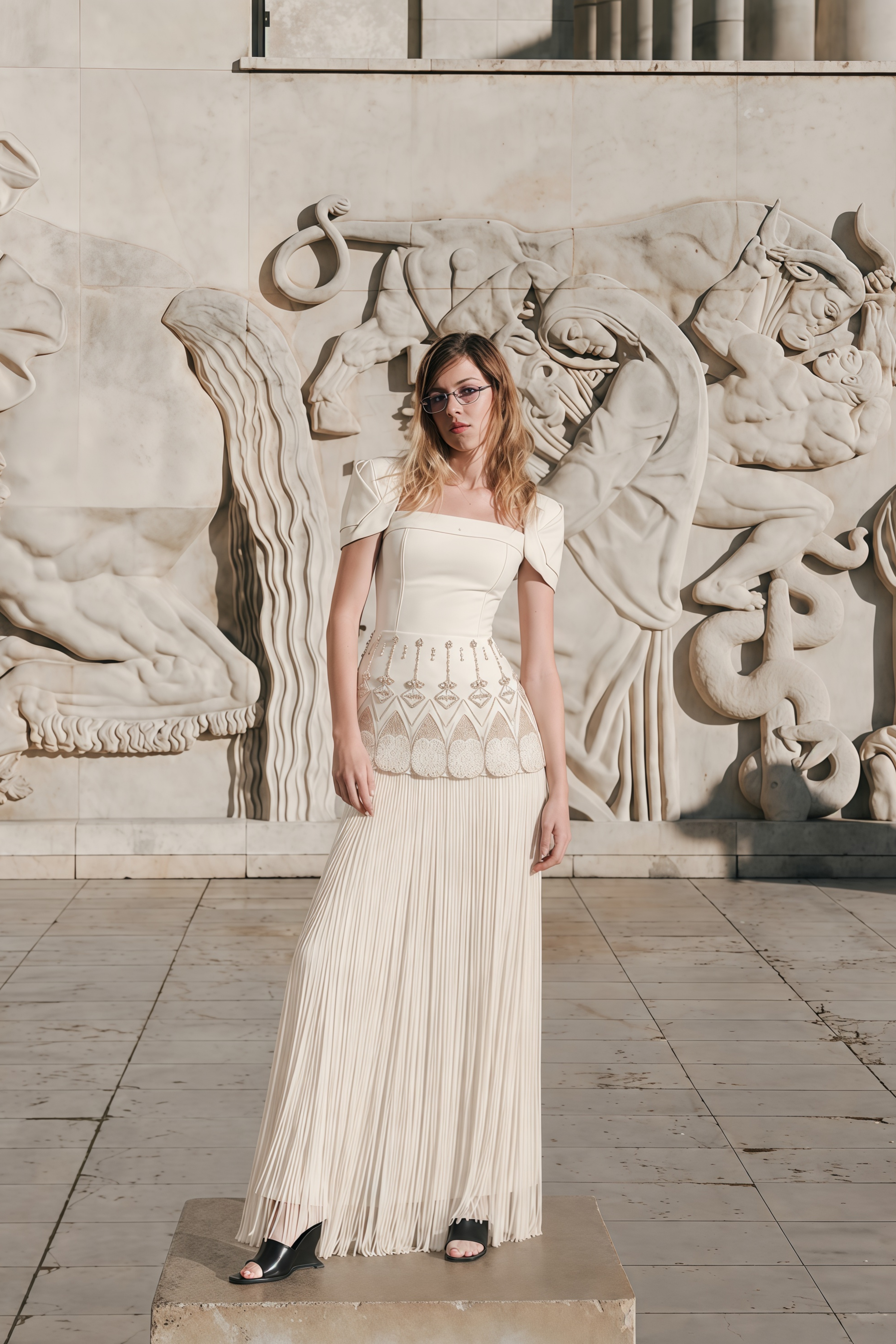 Arianwen White Embellished Fringe Maxi Dress