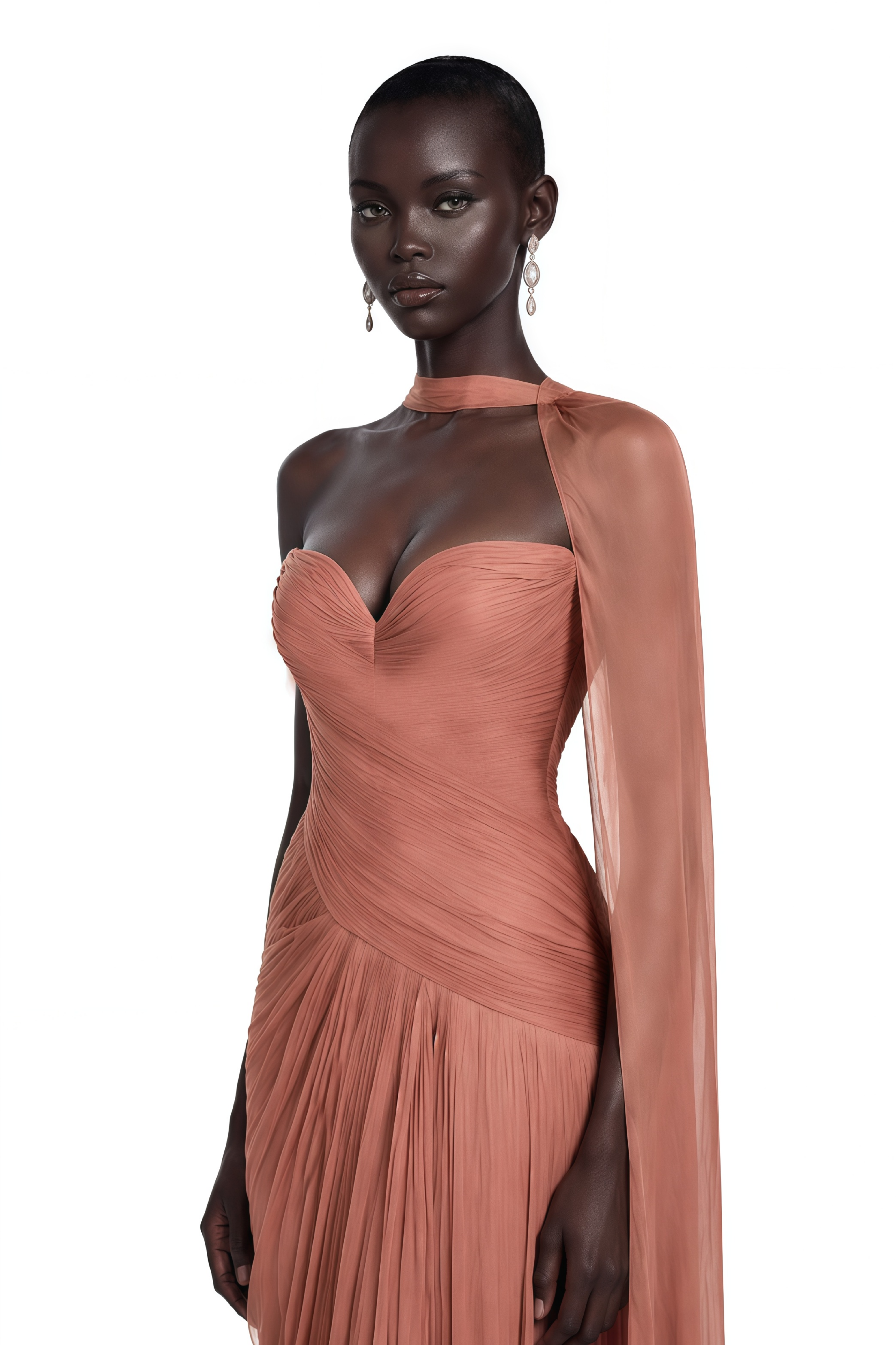 Ariya Rust Red Draped Off-Shoulder Maxi Dress