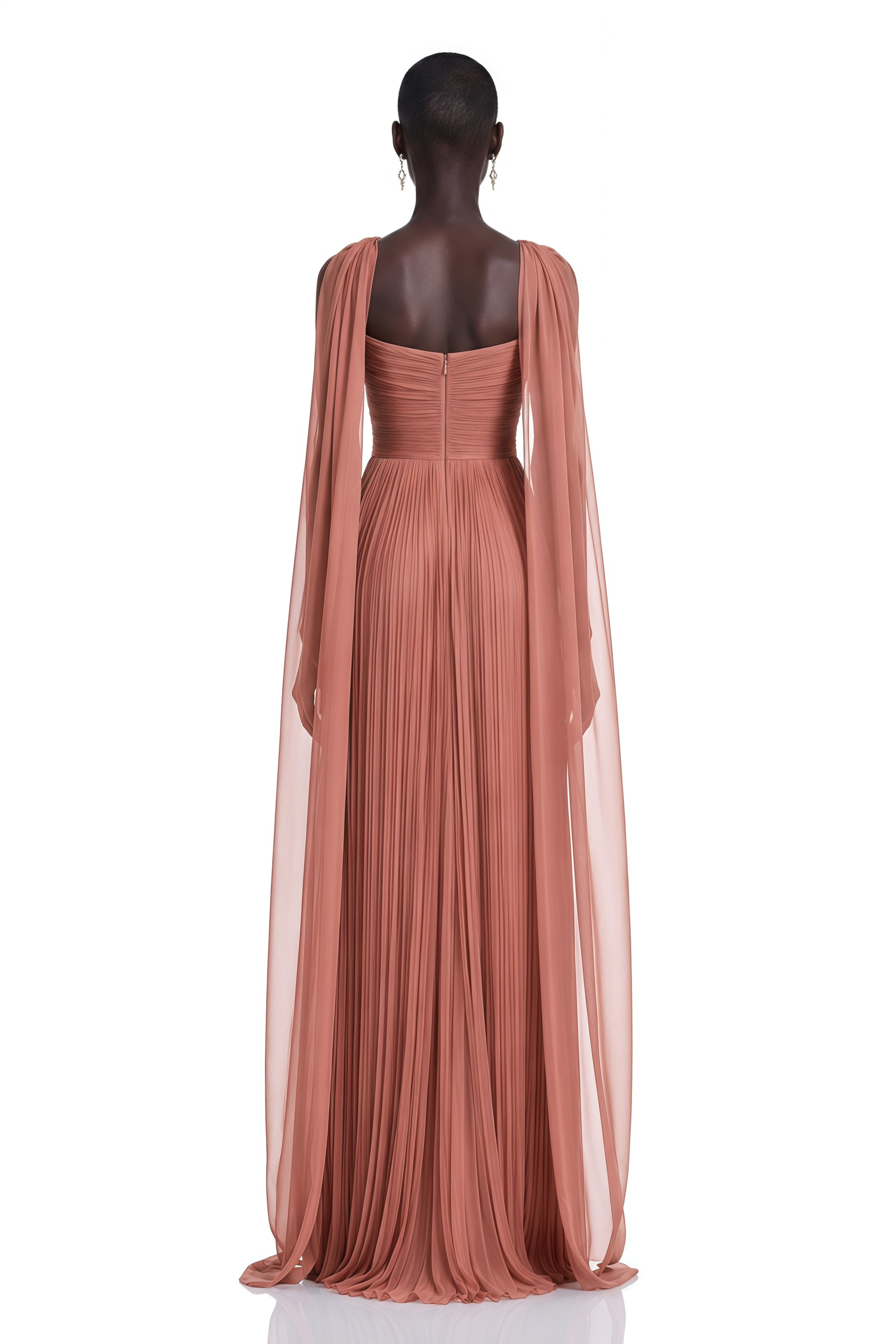 Ariya Rust Red Draped Off-Shoulder Maxi Dress