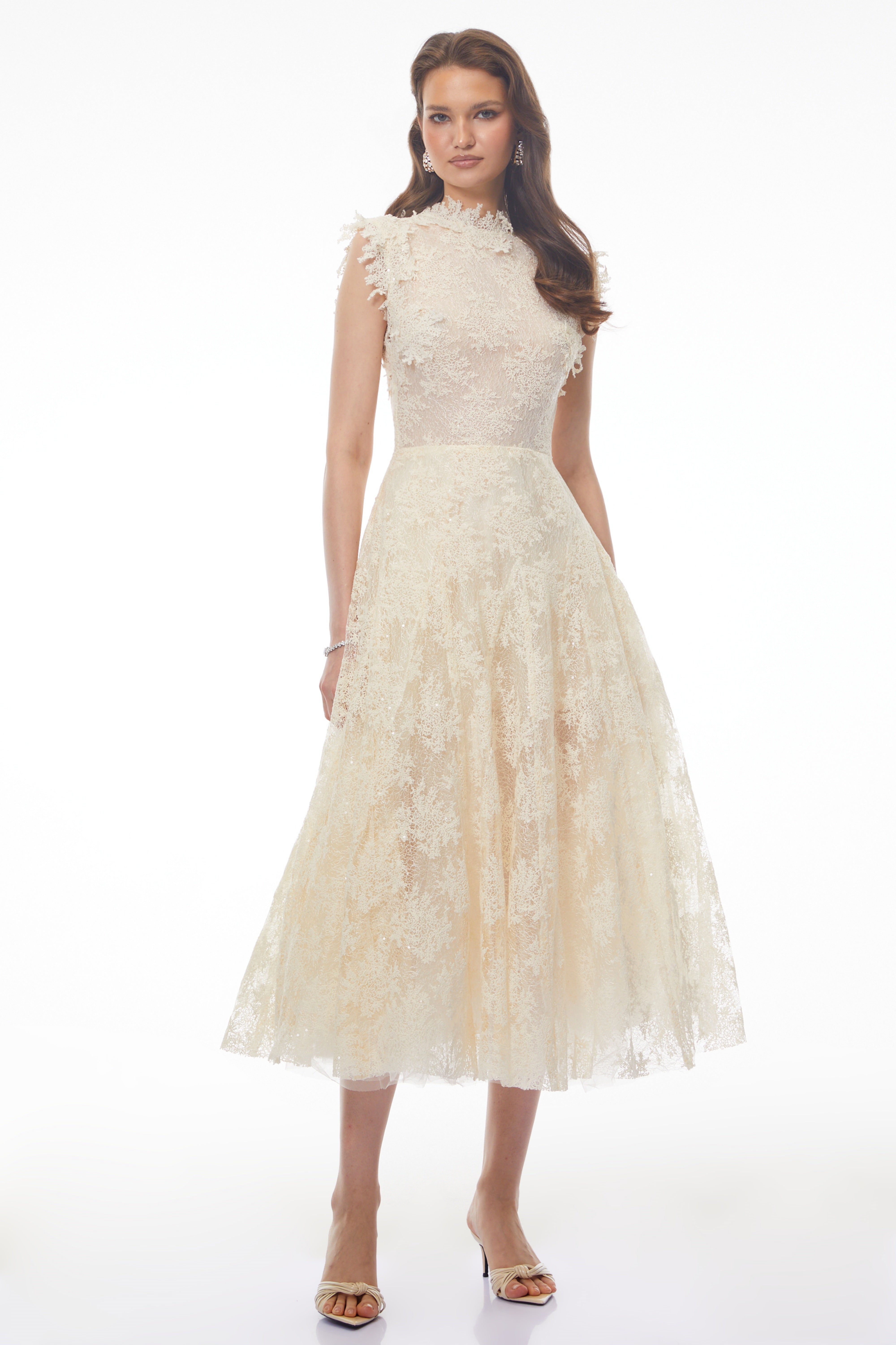 Assunta White Floral Embroidered Midi Dress