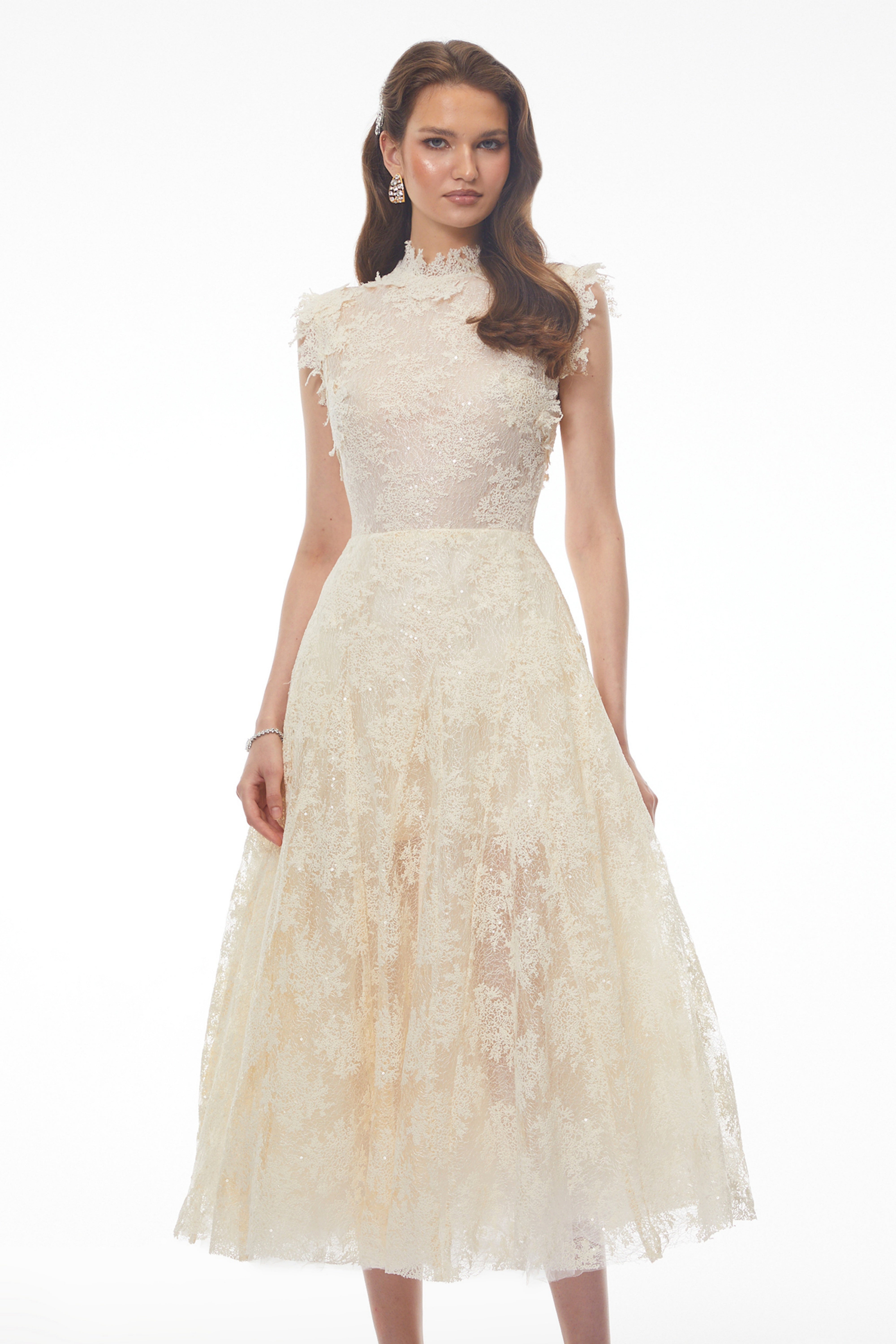 Assunta White Floral Embroidered Midi Dress