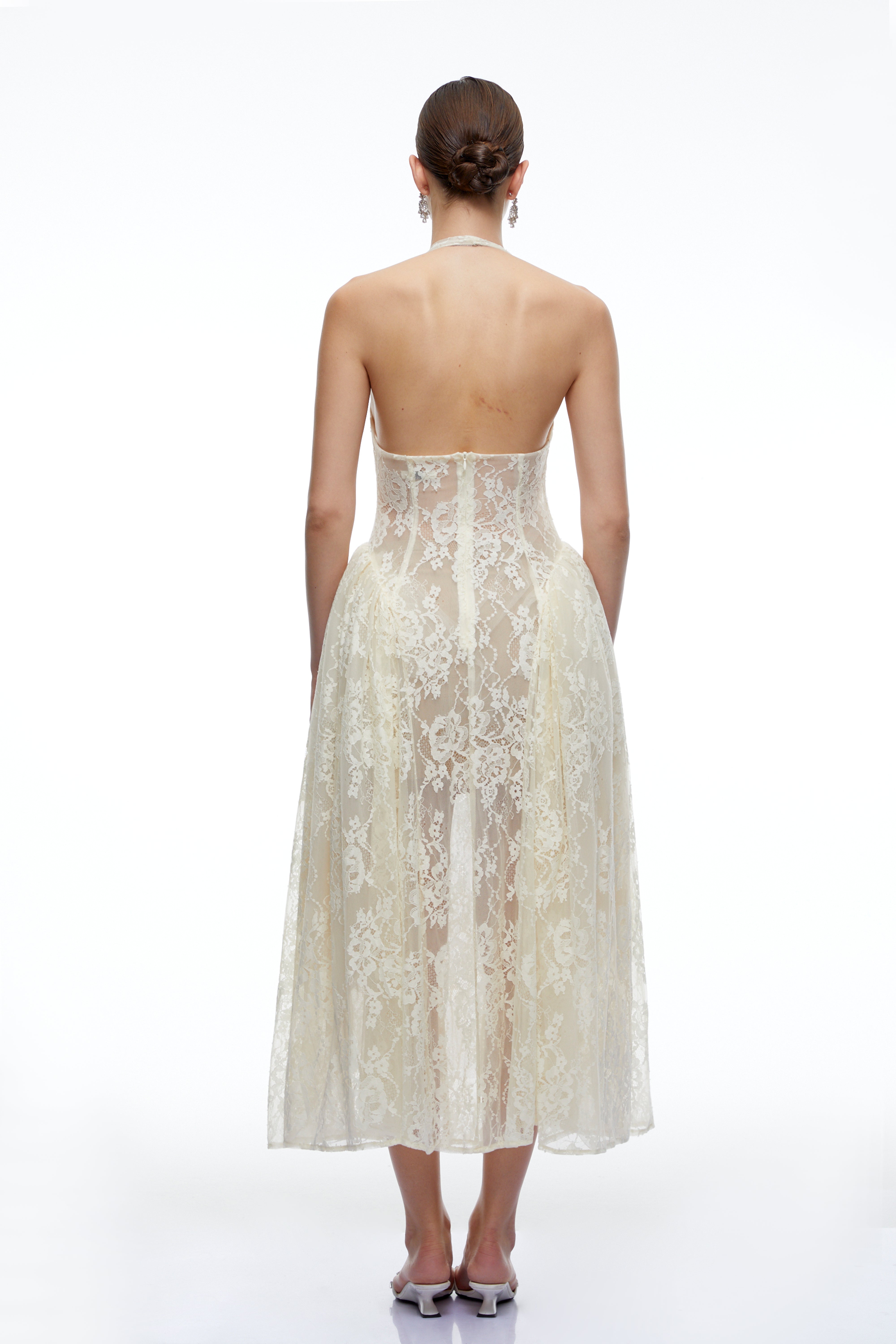 Aurethia Ivory Lace Halterneck Maxi Dress