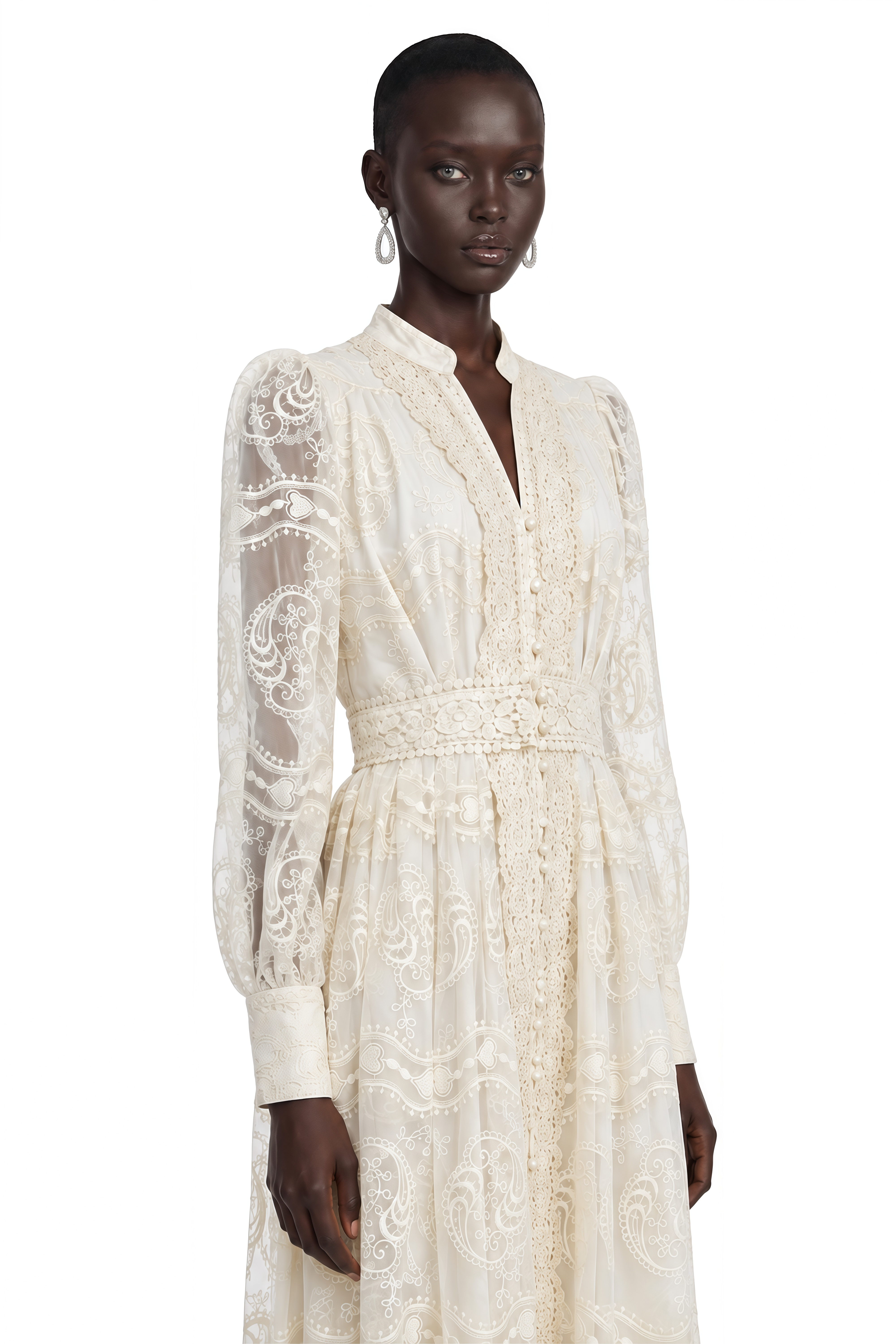 Avenelle White Lace V-Neck Maxi Dress