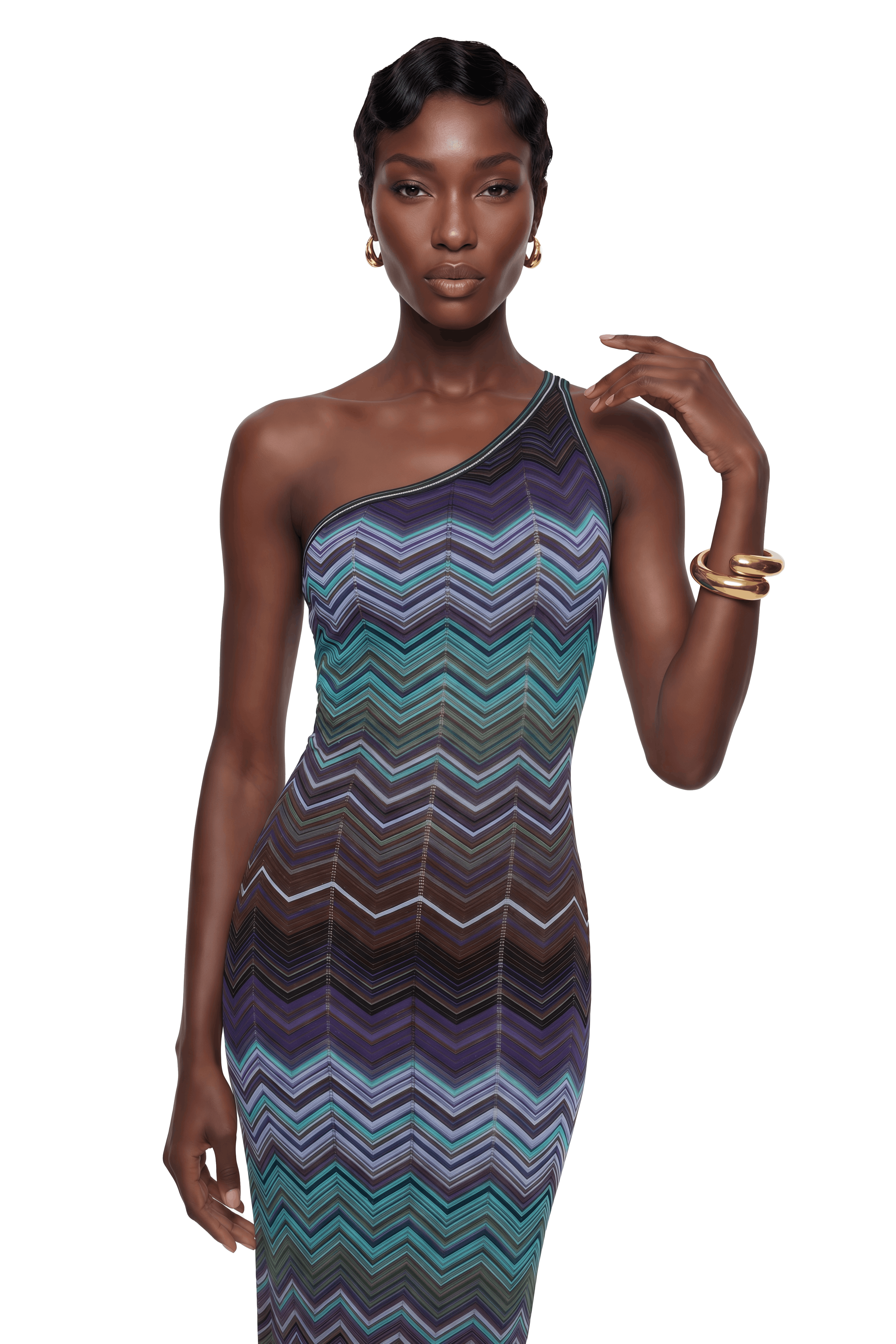 Avery Blue Knit Maxi Dress with Wave Pattern – Miss Rosier