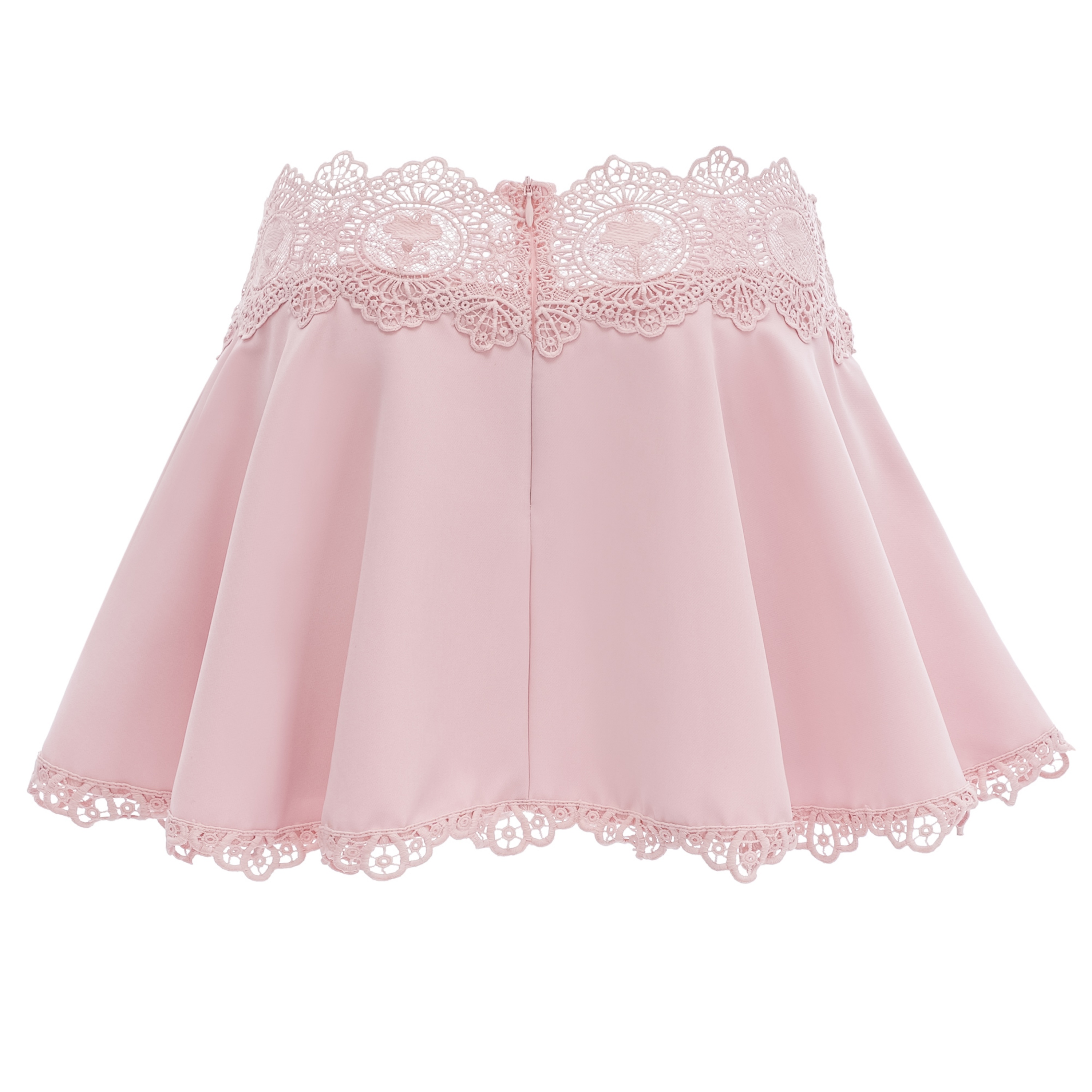 Ayla Pink Halterneck Top & Skirt Set with Lace Trim
