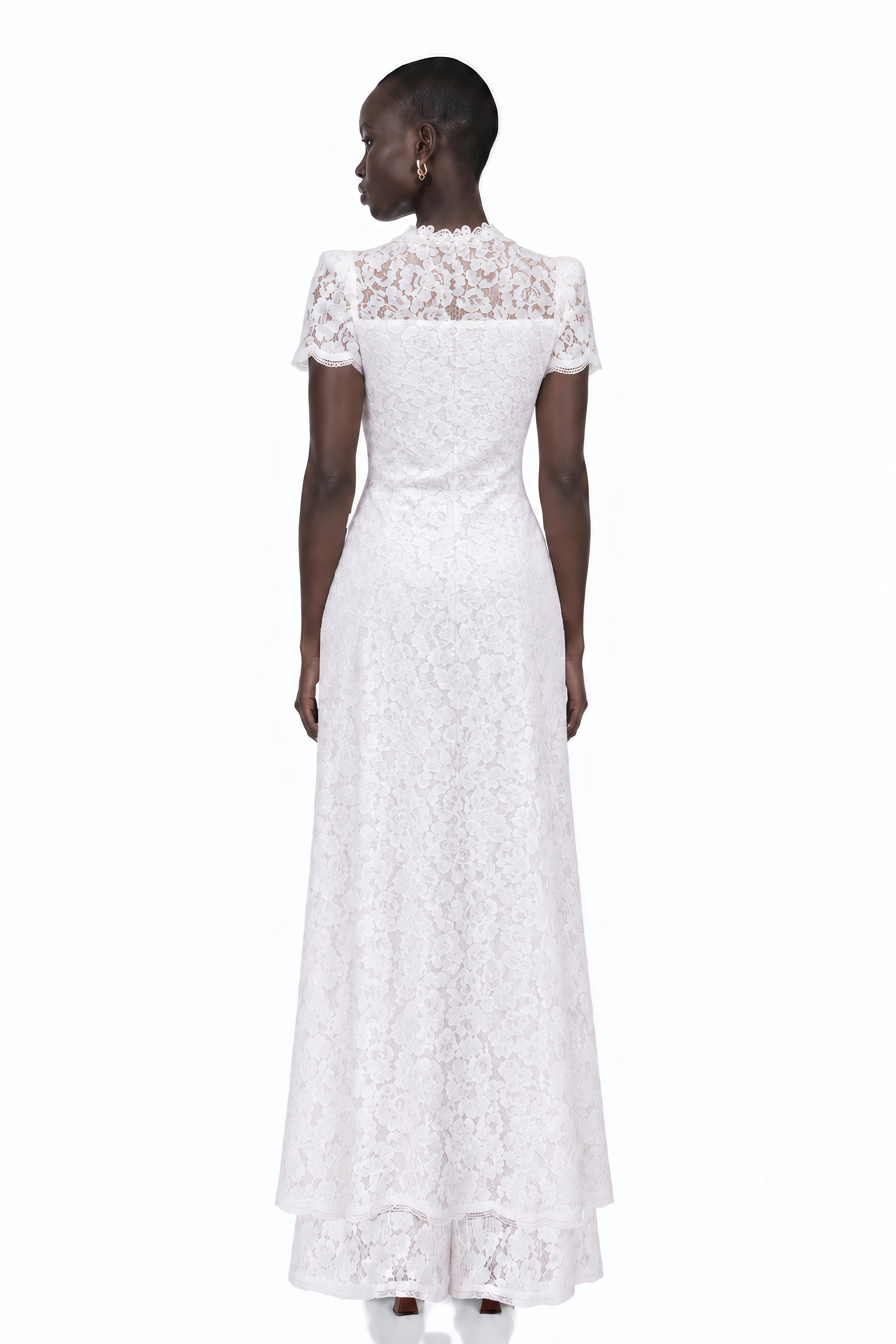 Azaylia White Lace Button Top & Wide Leg Trousers Set