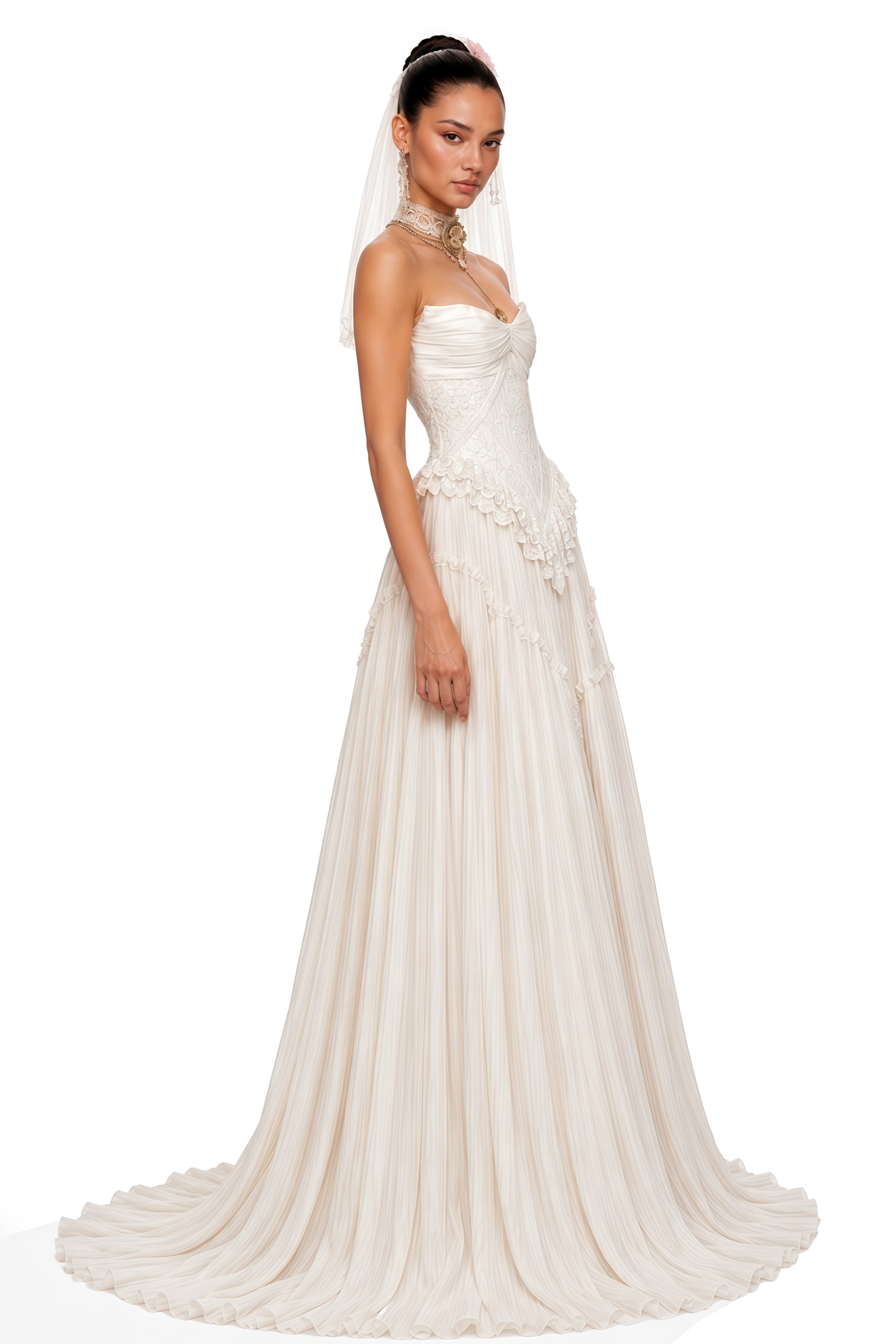Azelie White Off-Shoulder Pleated Maxi Dress with Shawl