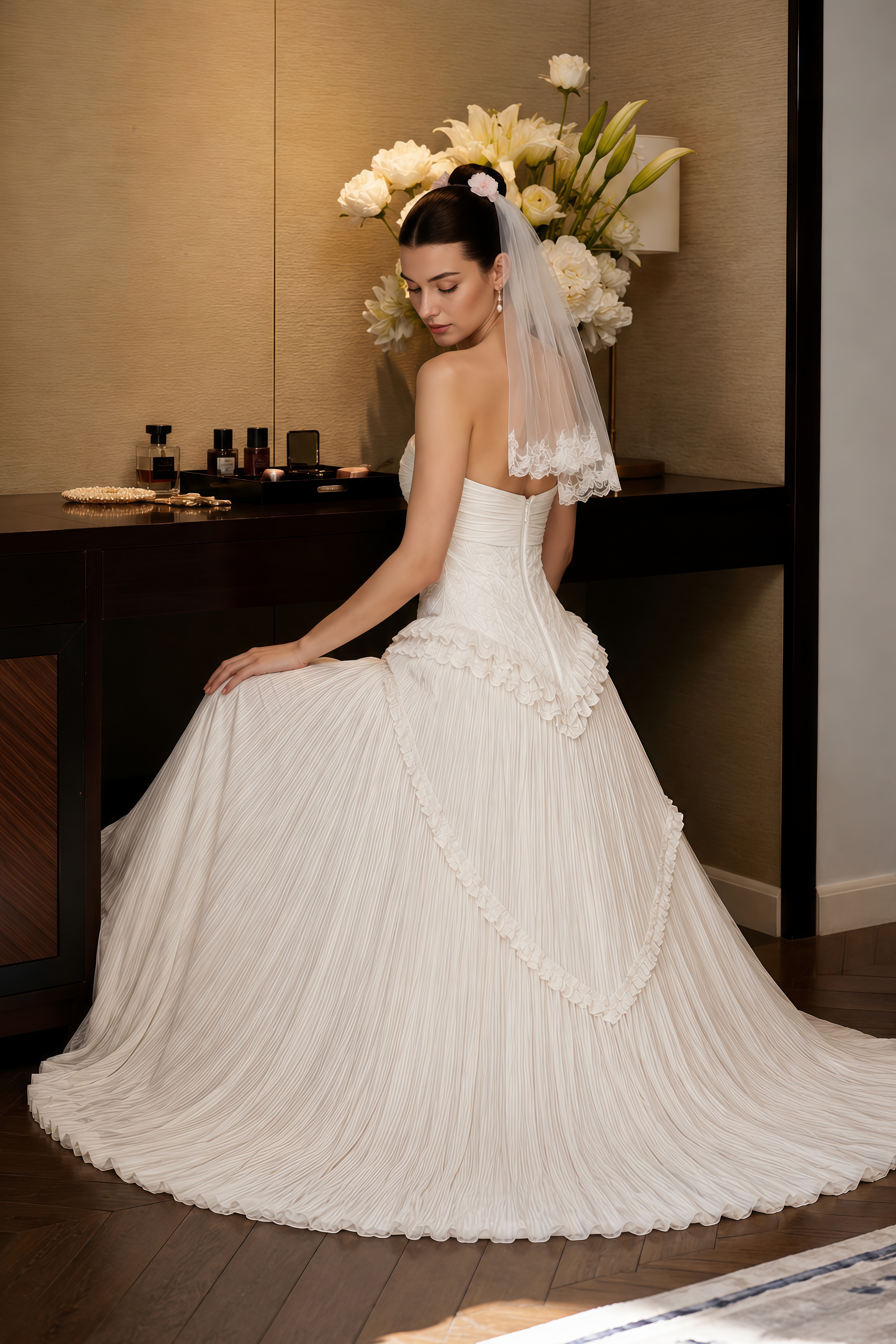 Azelie White Off-Shoulder Pleated Maxi Dress with Shawl