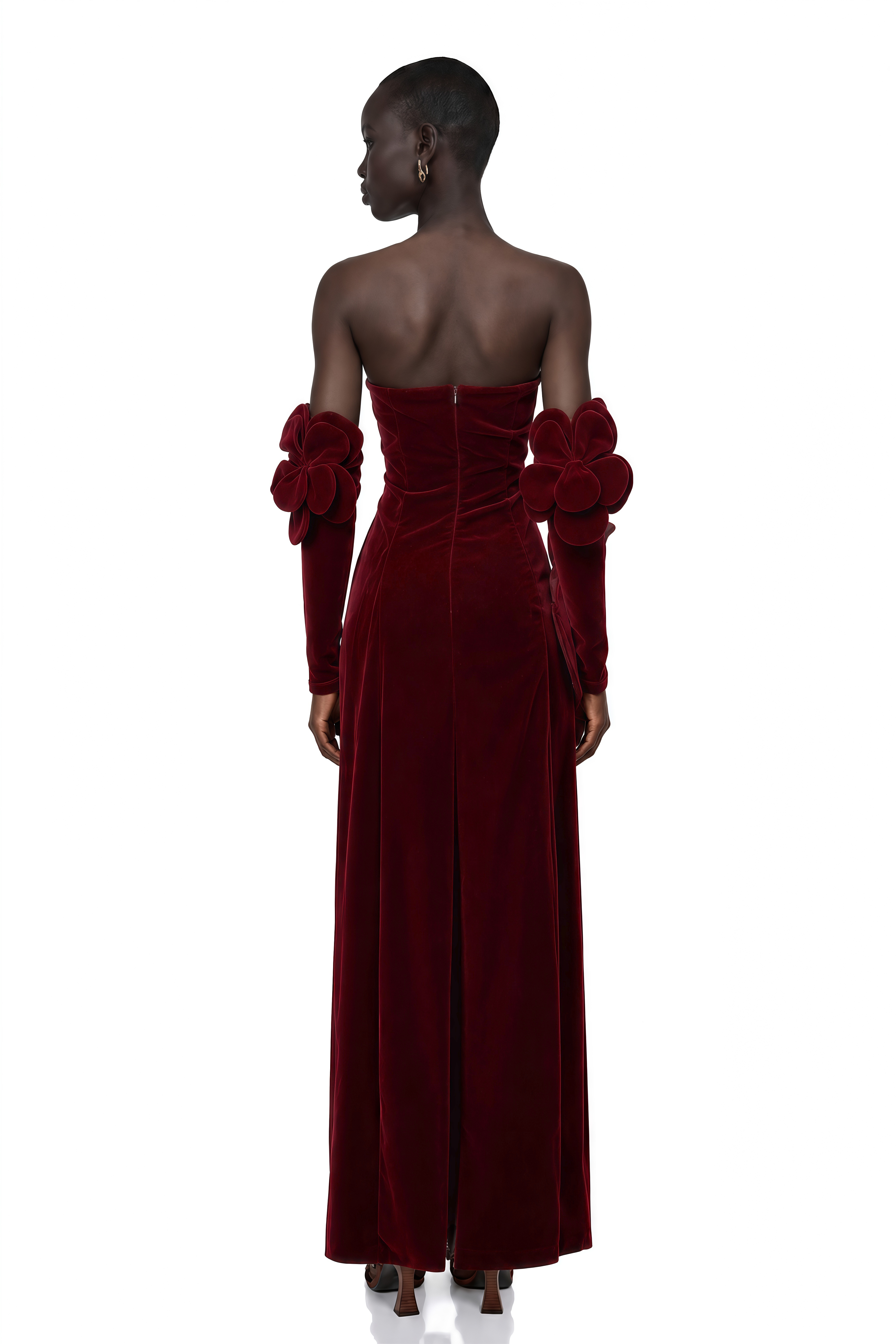 Azura Red Floral Appliqué Maxi Dress