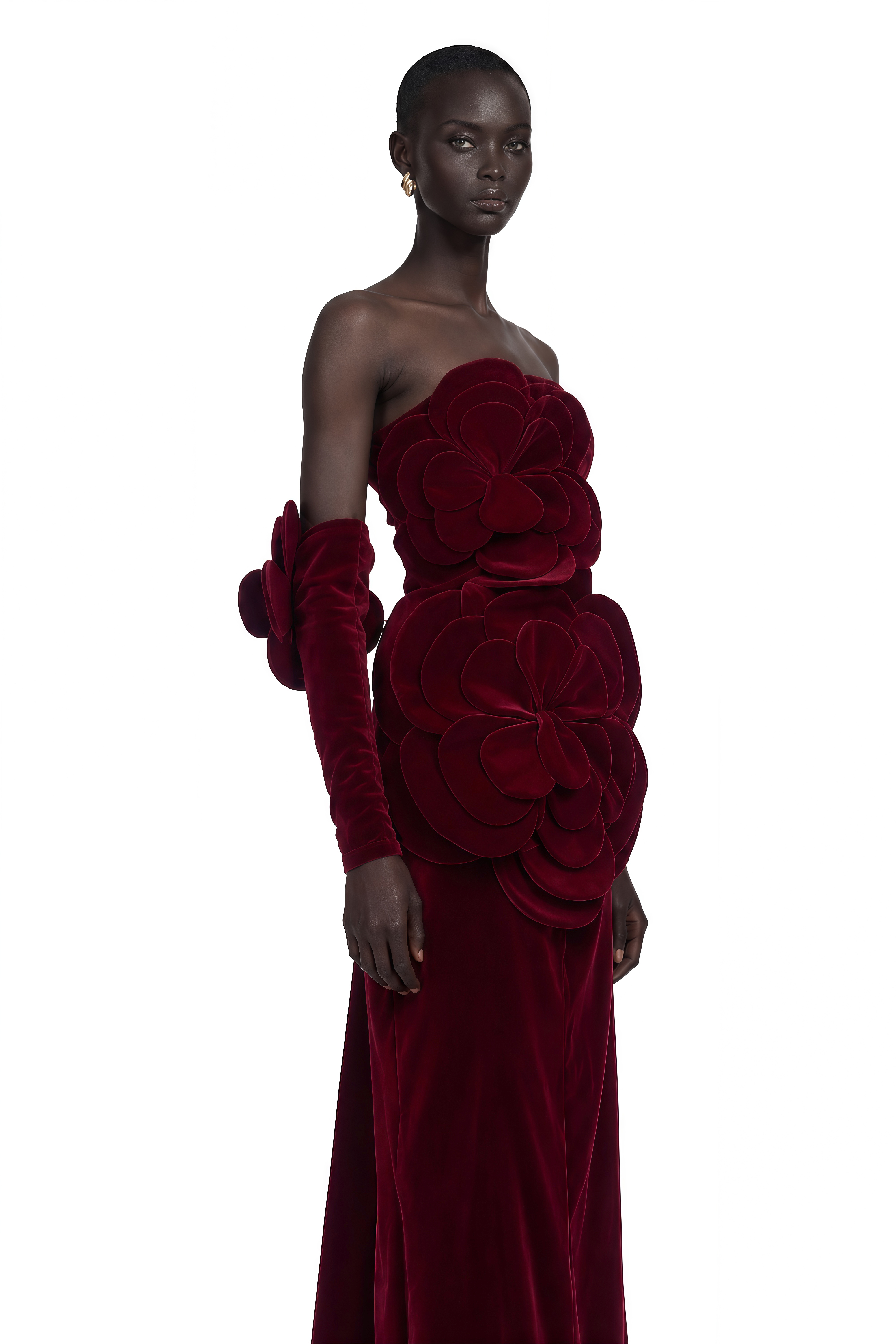 Azura Red Floral Appliqué Maxi Dress