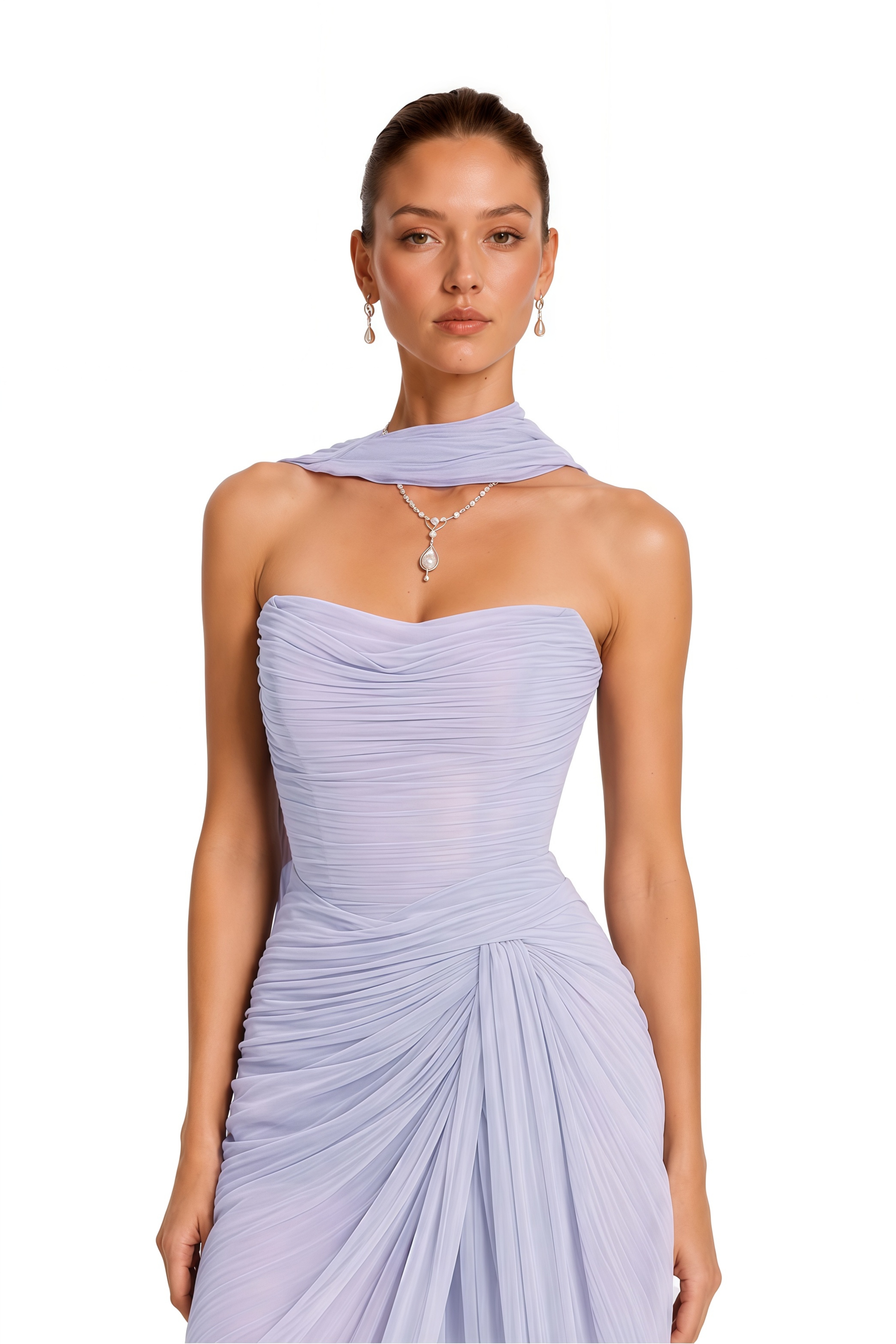 Barbara Purple Sleeveless Pleated Maxi Dress