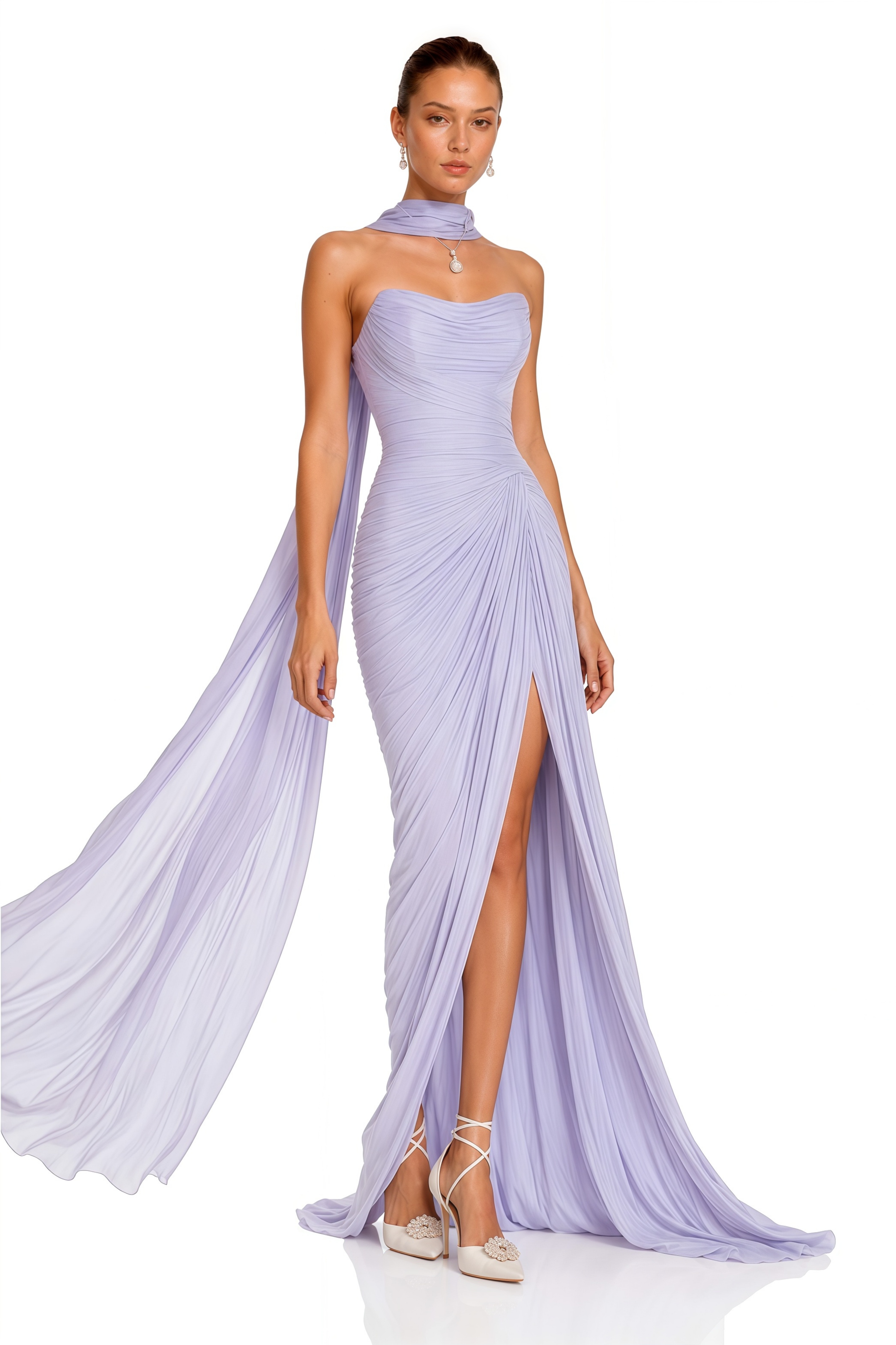Barbara Purple Sleeveless Pleated Maxi Dress