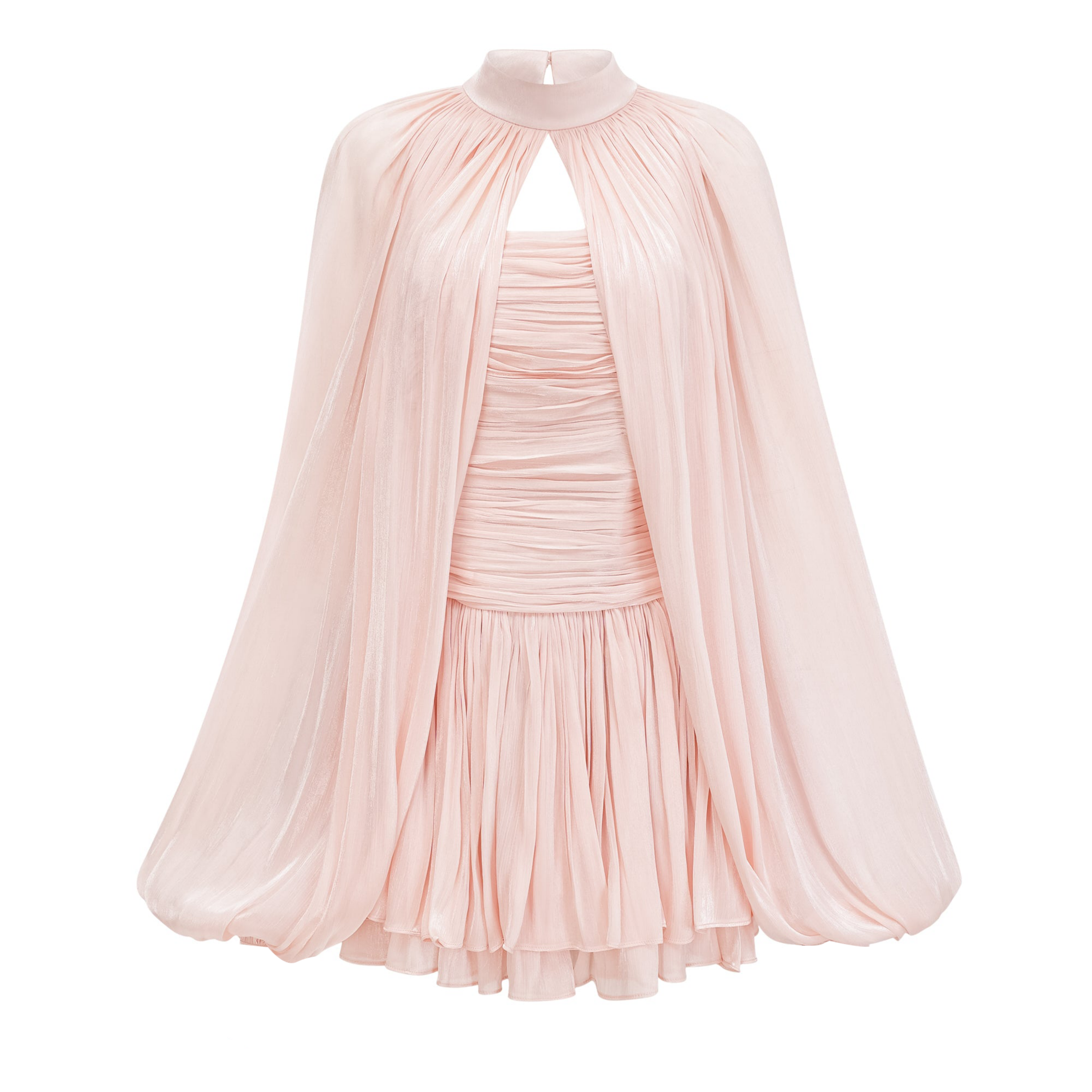Bernice Pink Glossy Cape & Dress Set