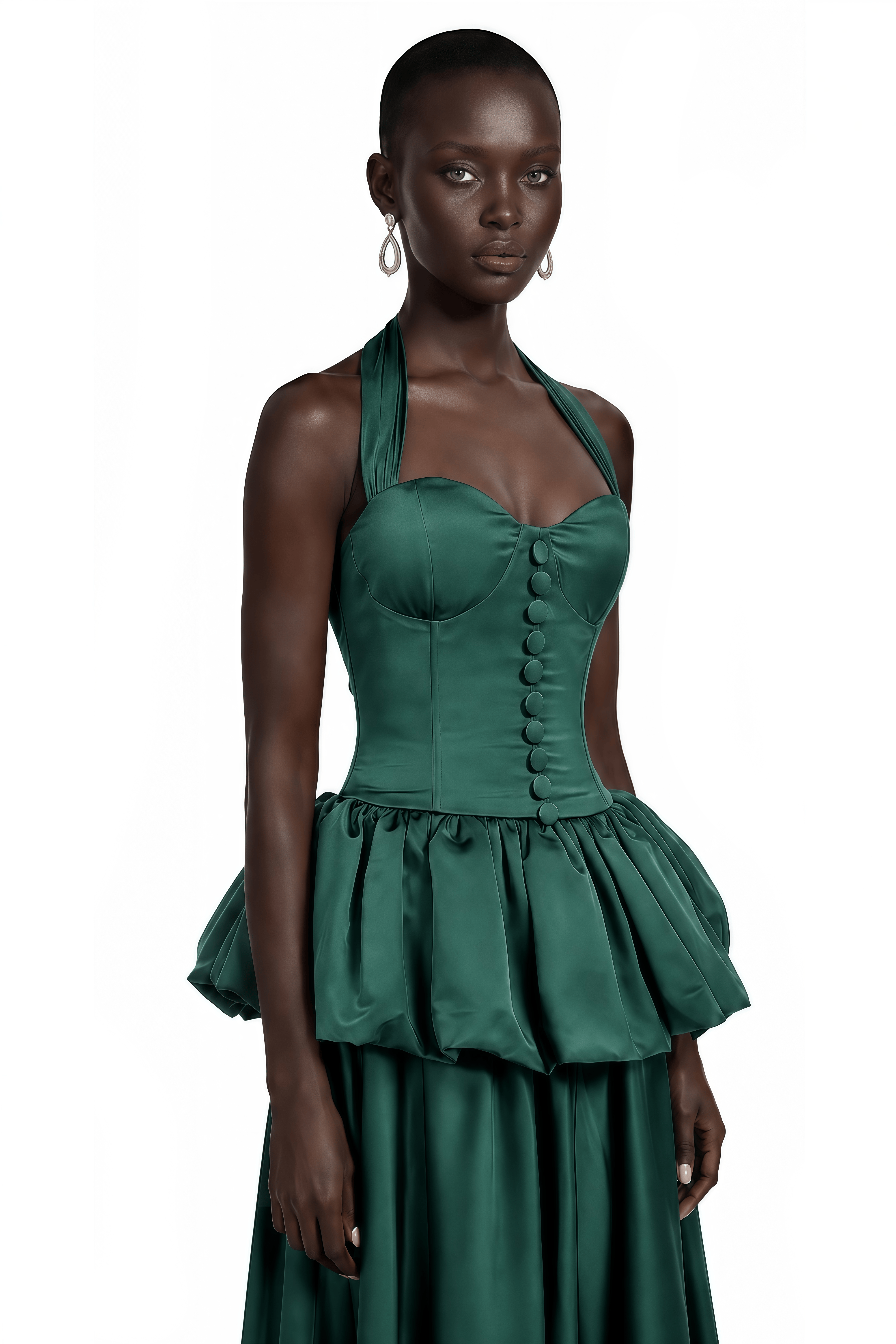 Bilun Green Halterneck Bubble Maxi Dress