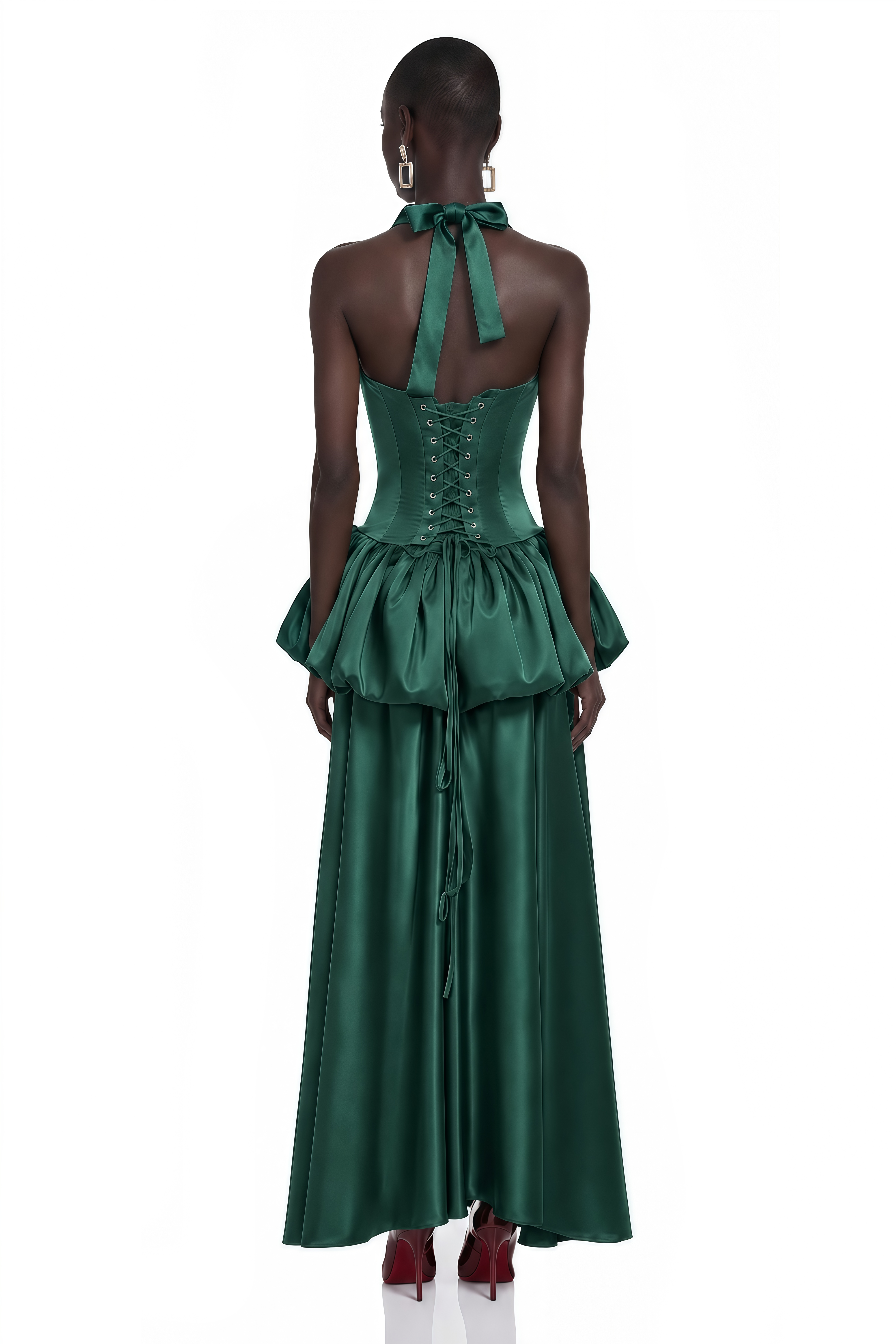 Bilun Green Halterneck Bubble Maxi Dress