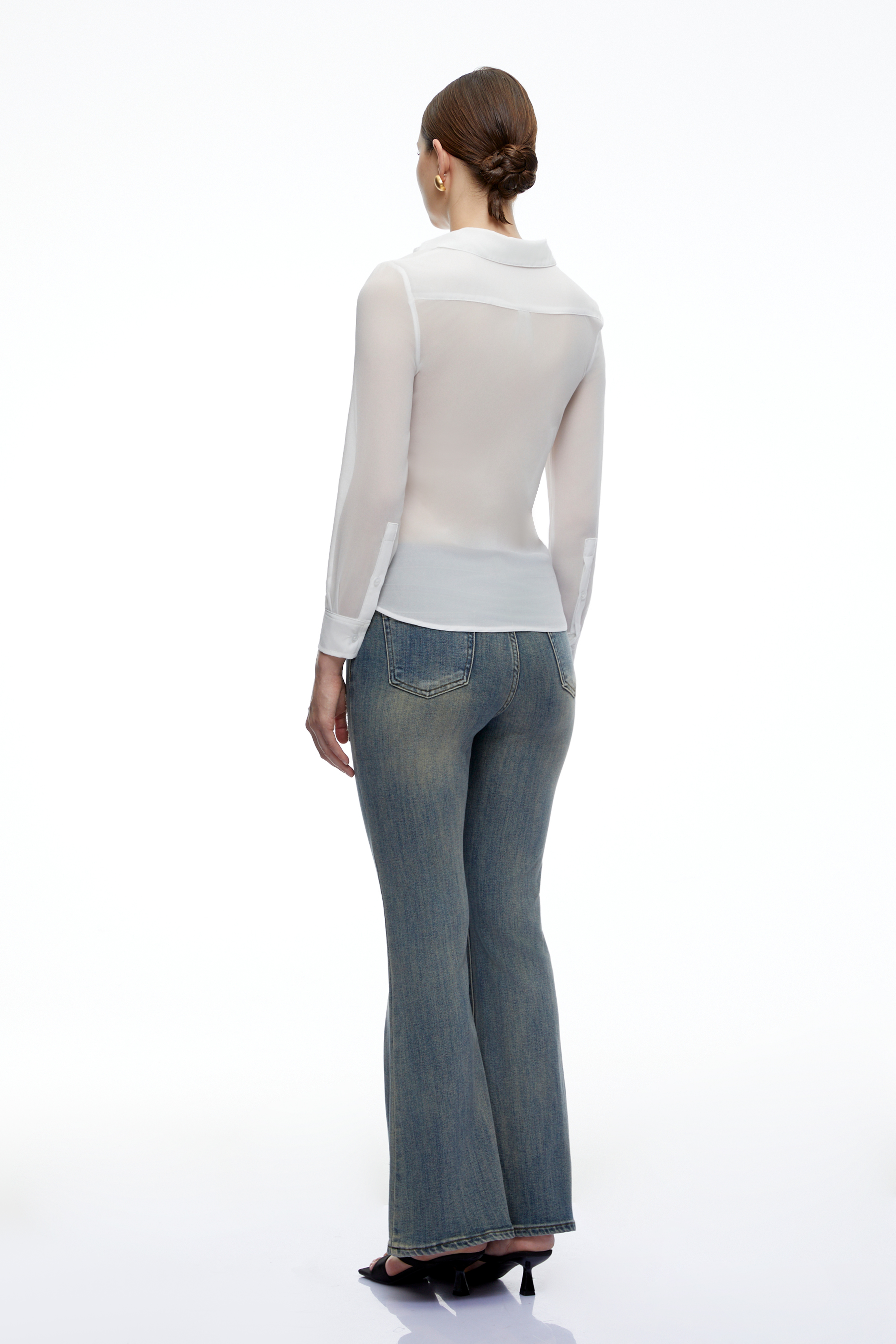 Blaire White Cowl Neck Long Sleeve Top