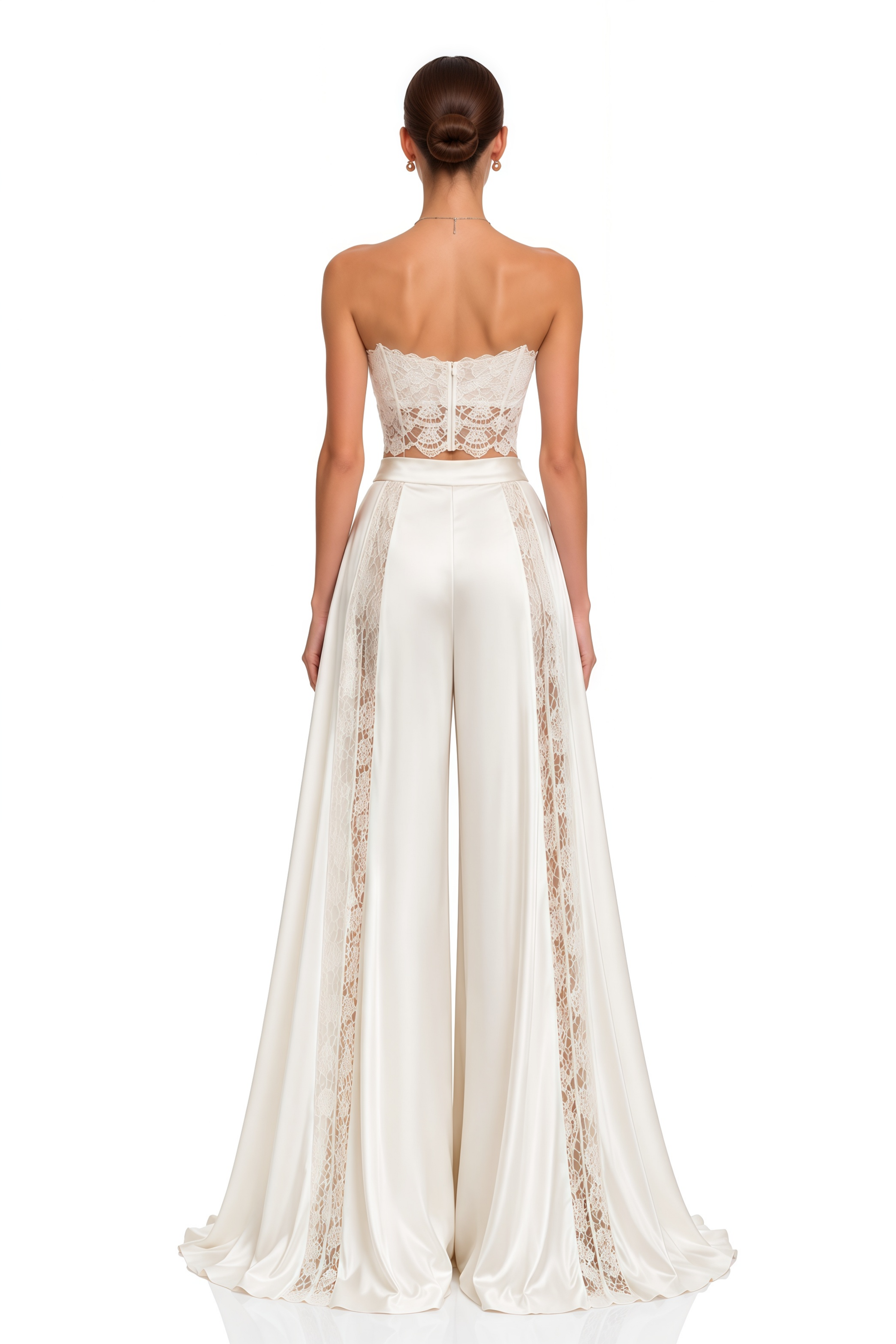 Blanka White Lace Top & Wide Leg Trousers Set