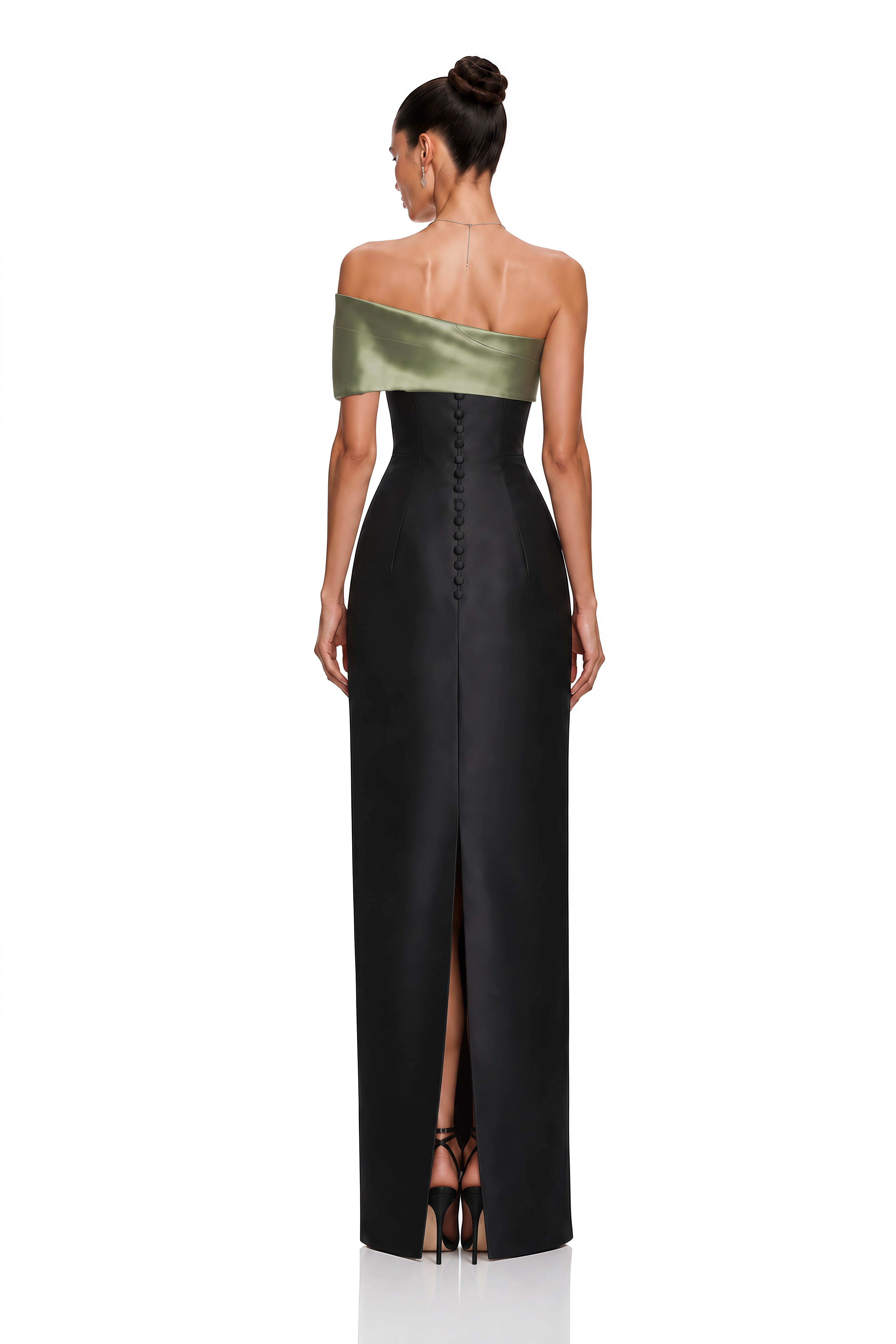 Blythe Black Color Block Draped Maxi Dress