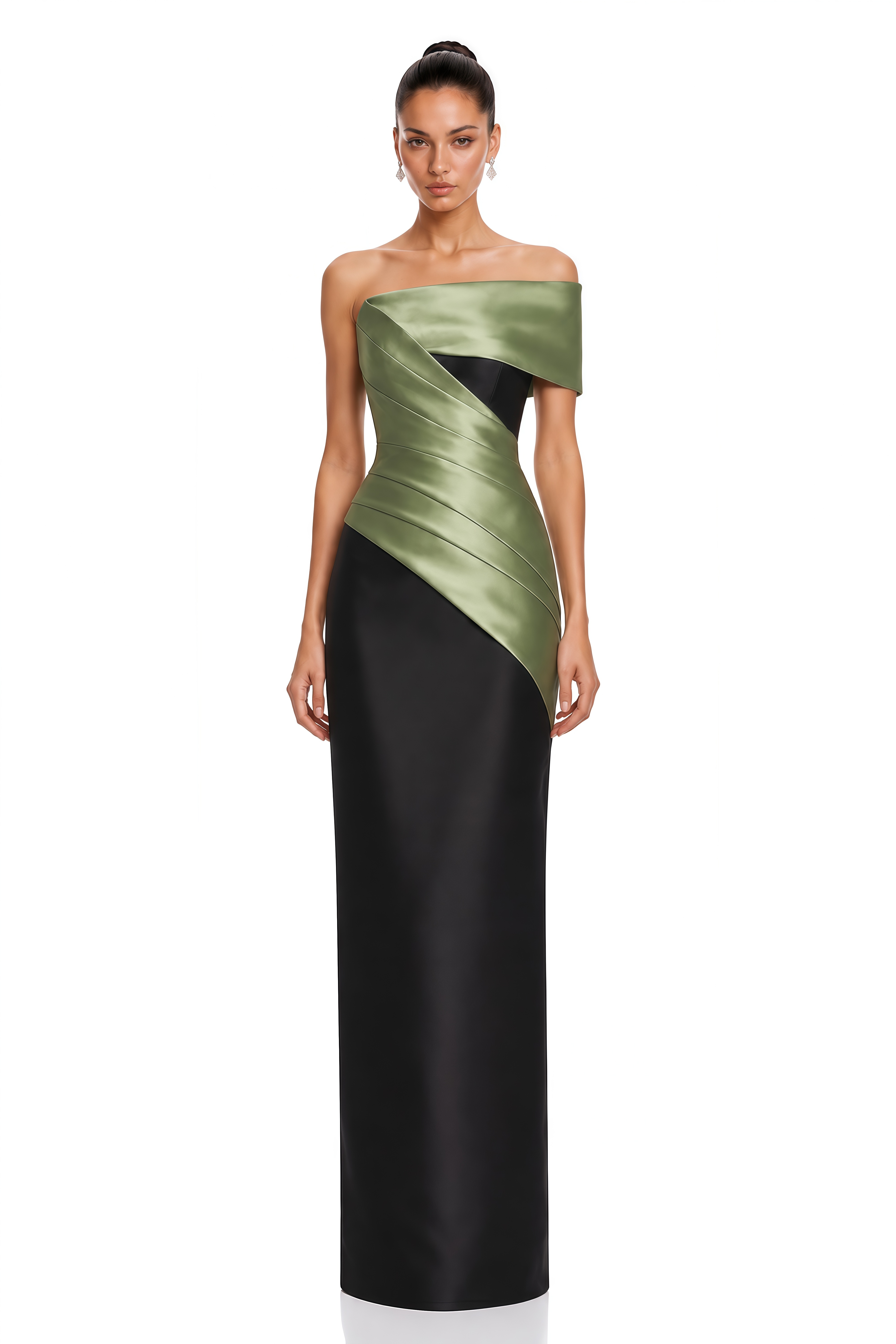 Blythe Black Color Block Draped Maxi Dress