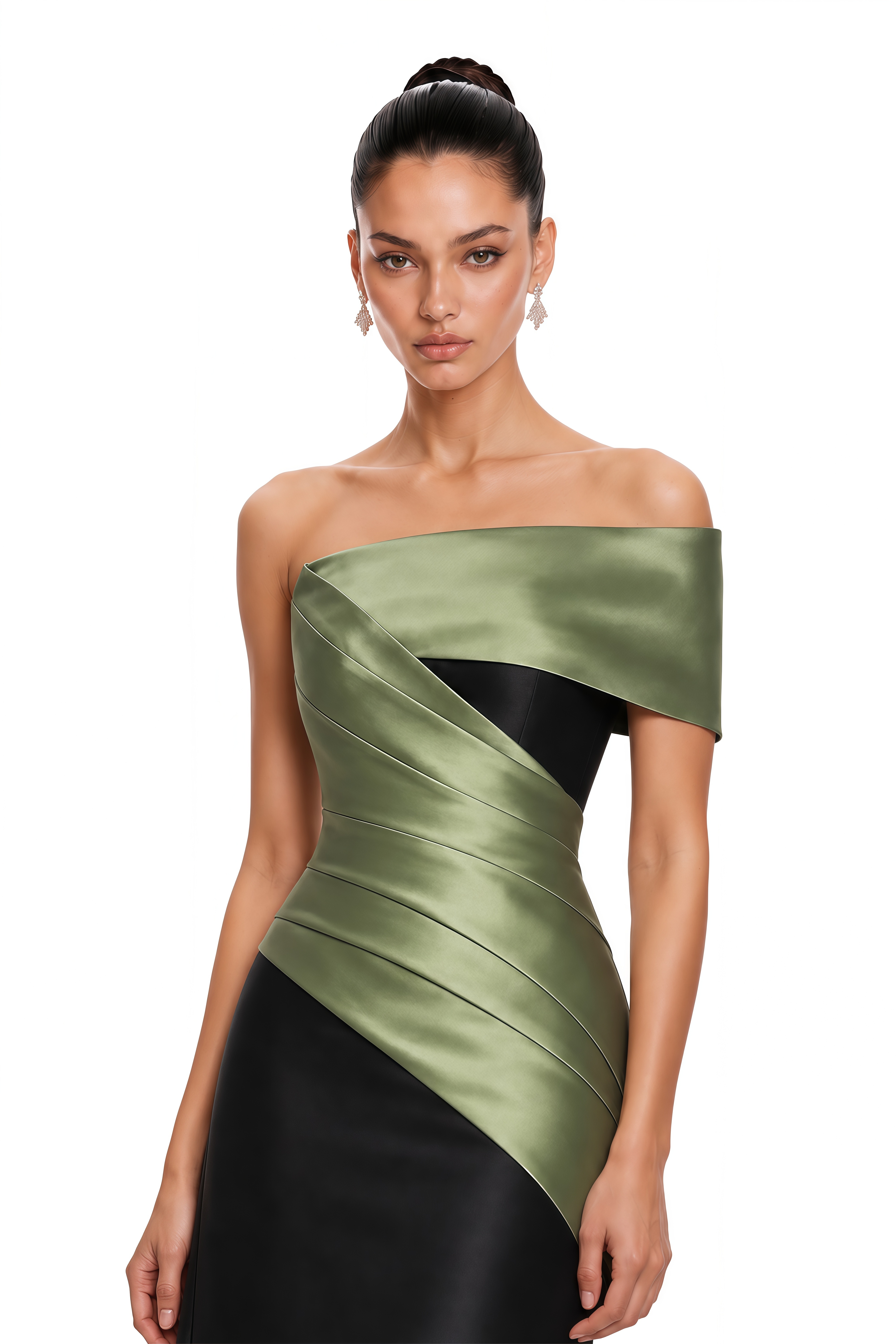 Blythe Black Color Block Draped Maxi Dress