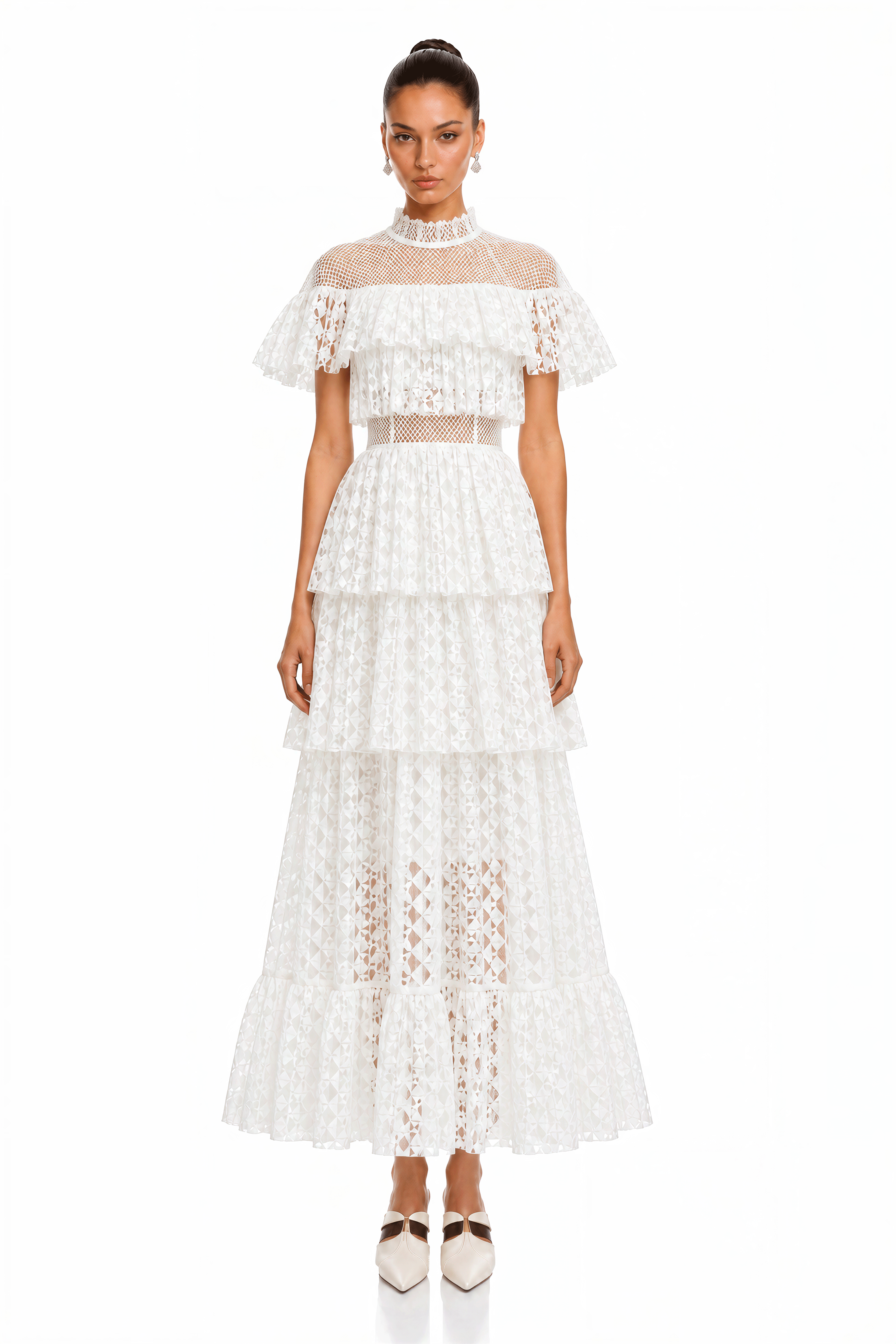 Brynlee White Lace Layered Maxi Dress