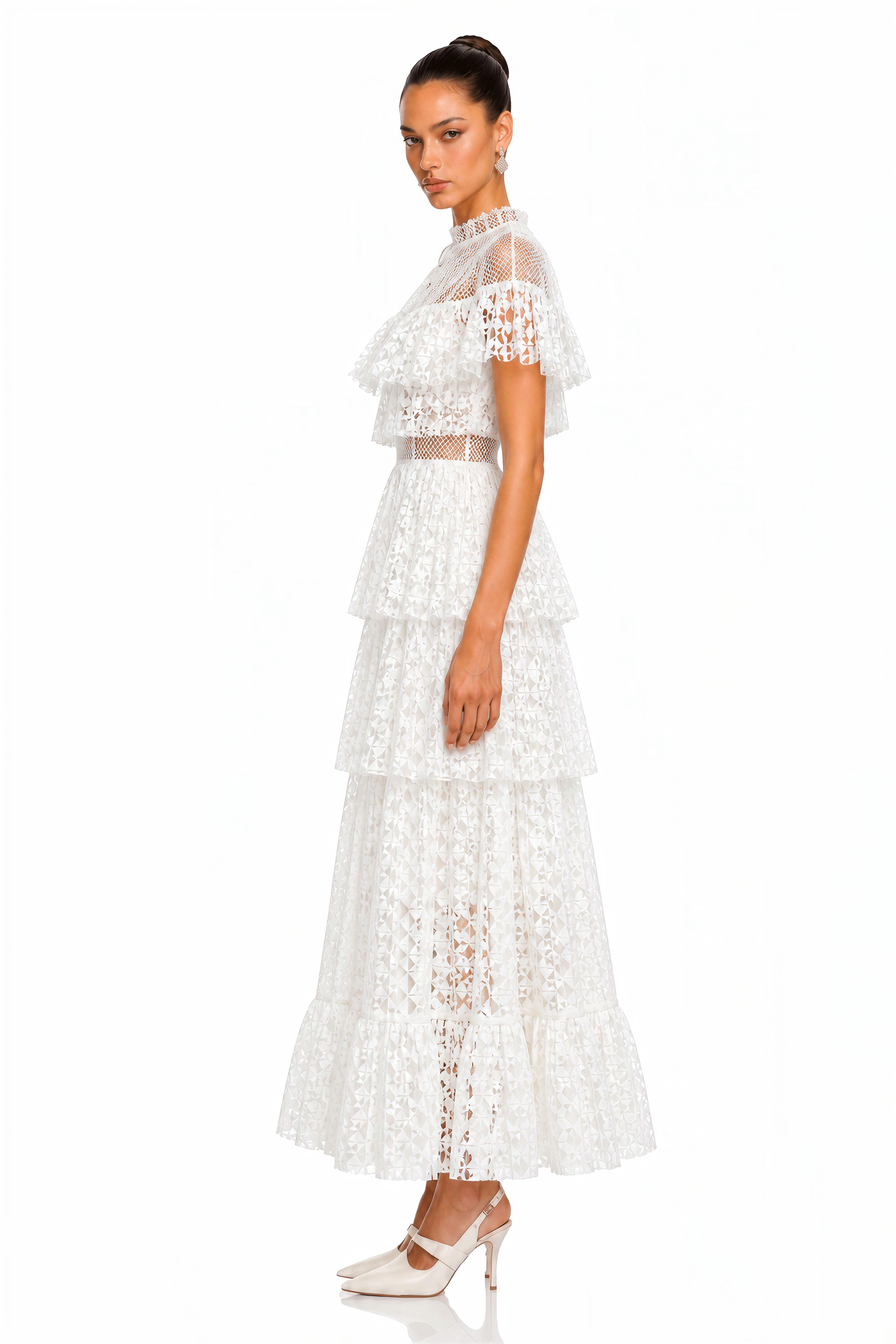 Brynlee White Lace Layered Maxi Dress
