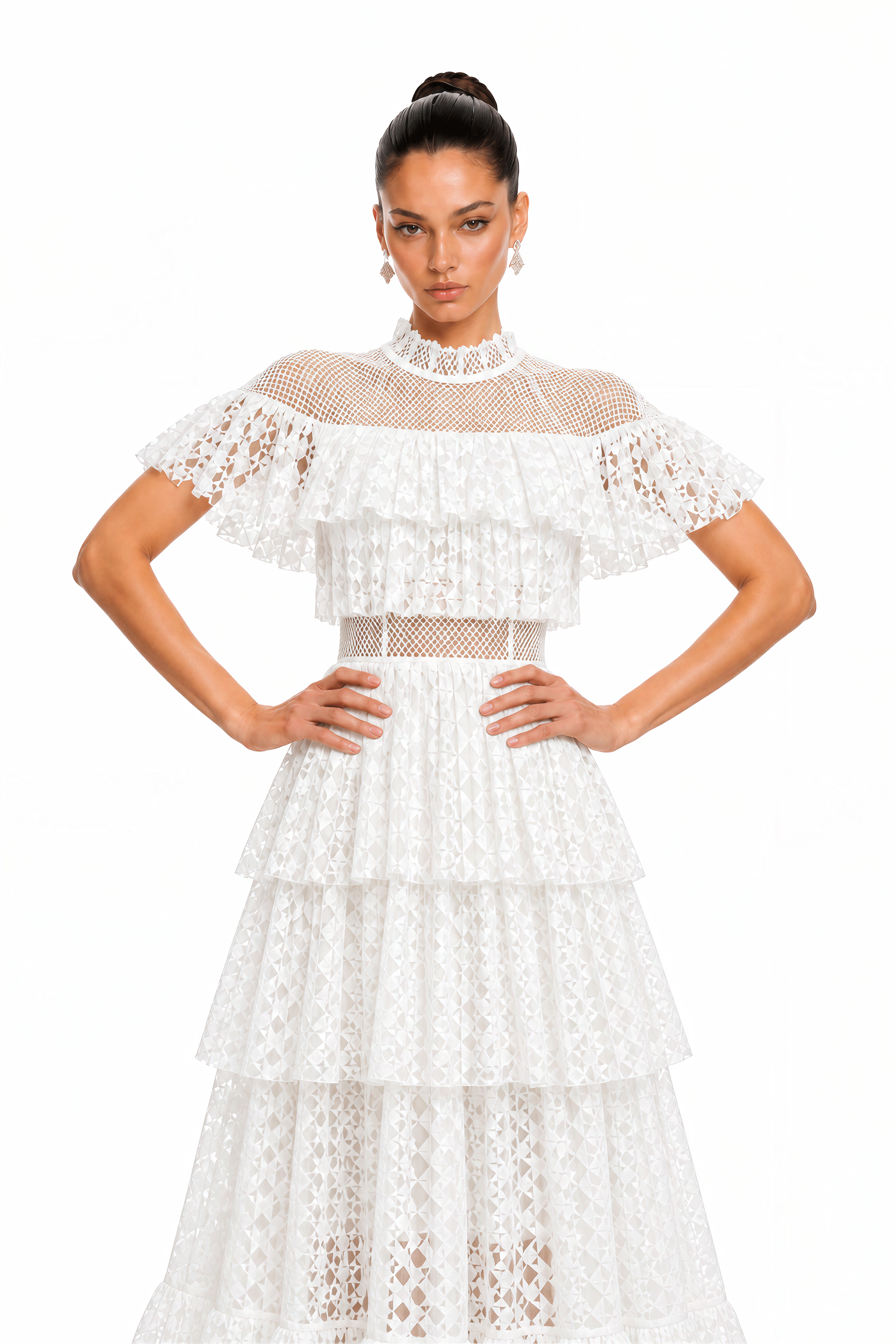 Brynlee White Lace Layered Maxi Dress