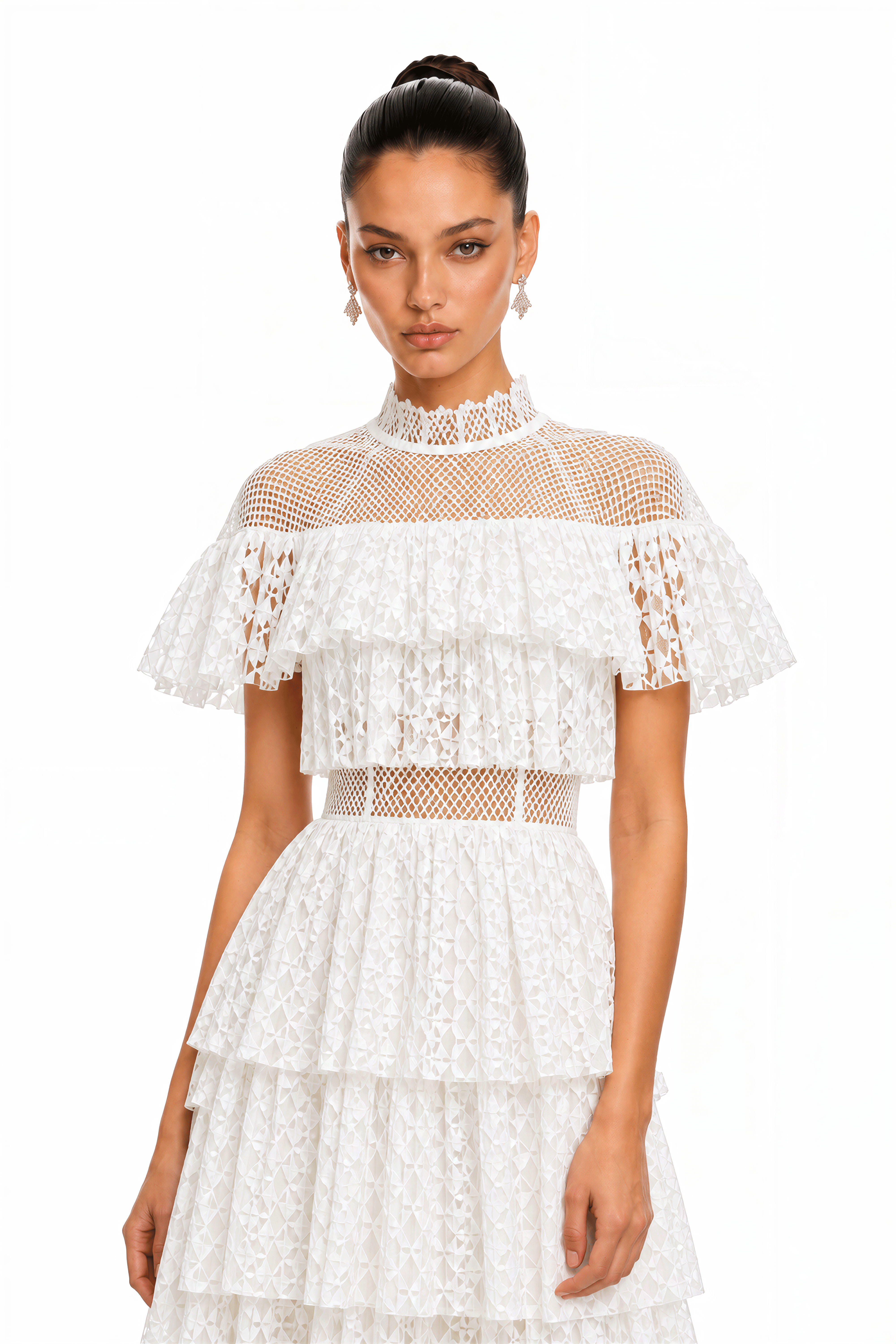 Brynlee White Lace Layered Maxi Dress