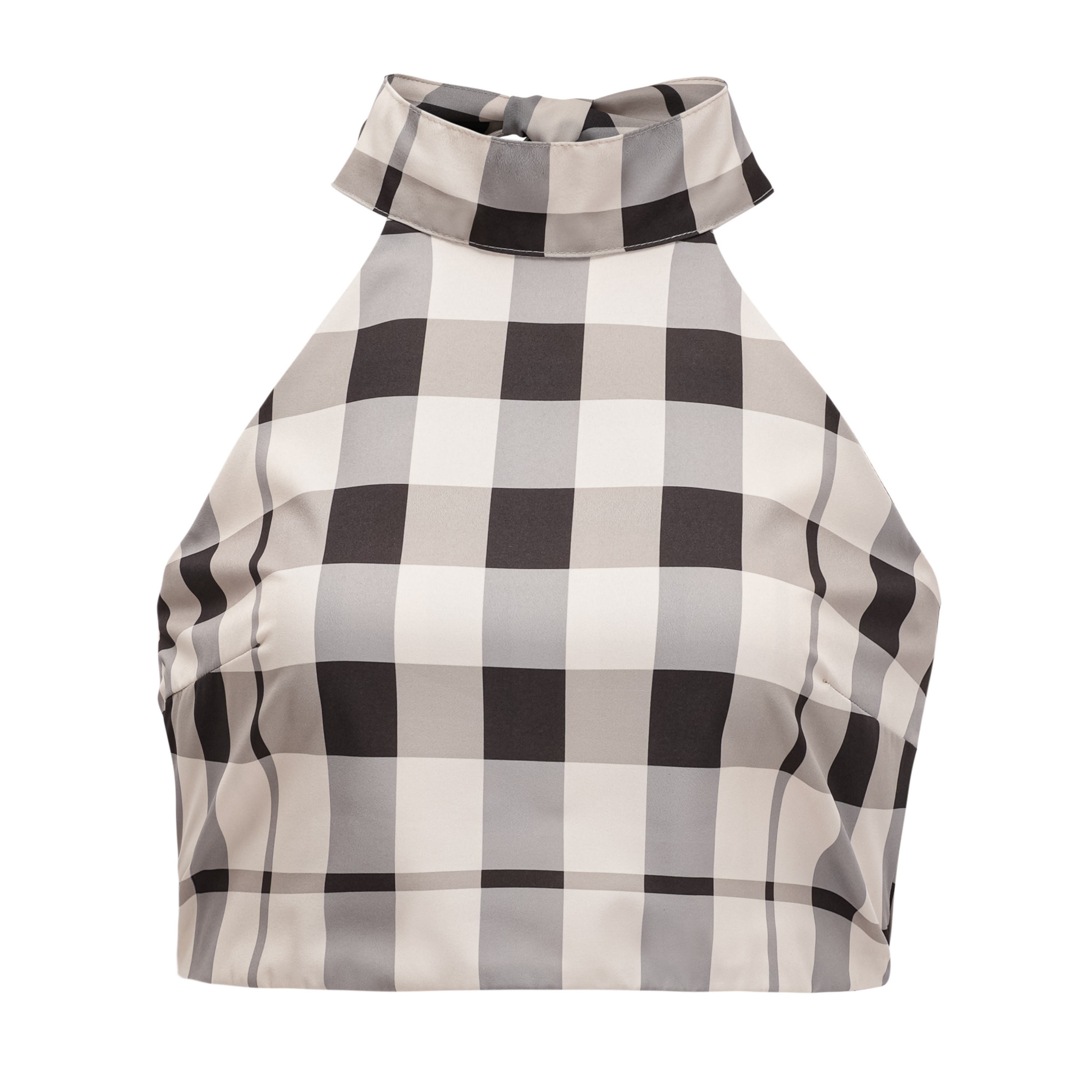 Buket Brown Plaid Top & Barrel Leg Trouser Set