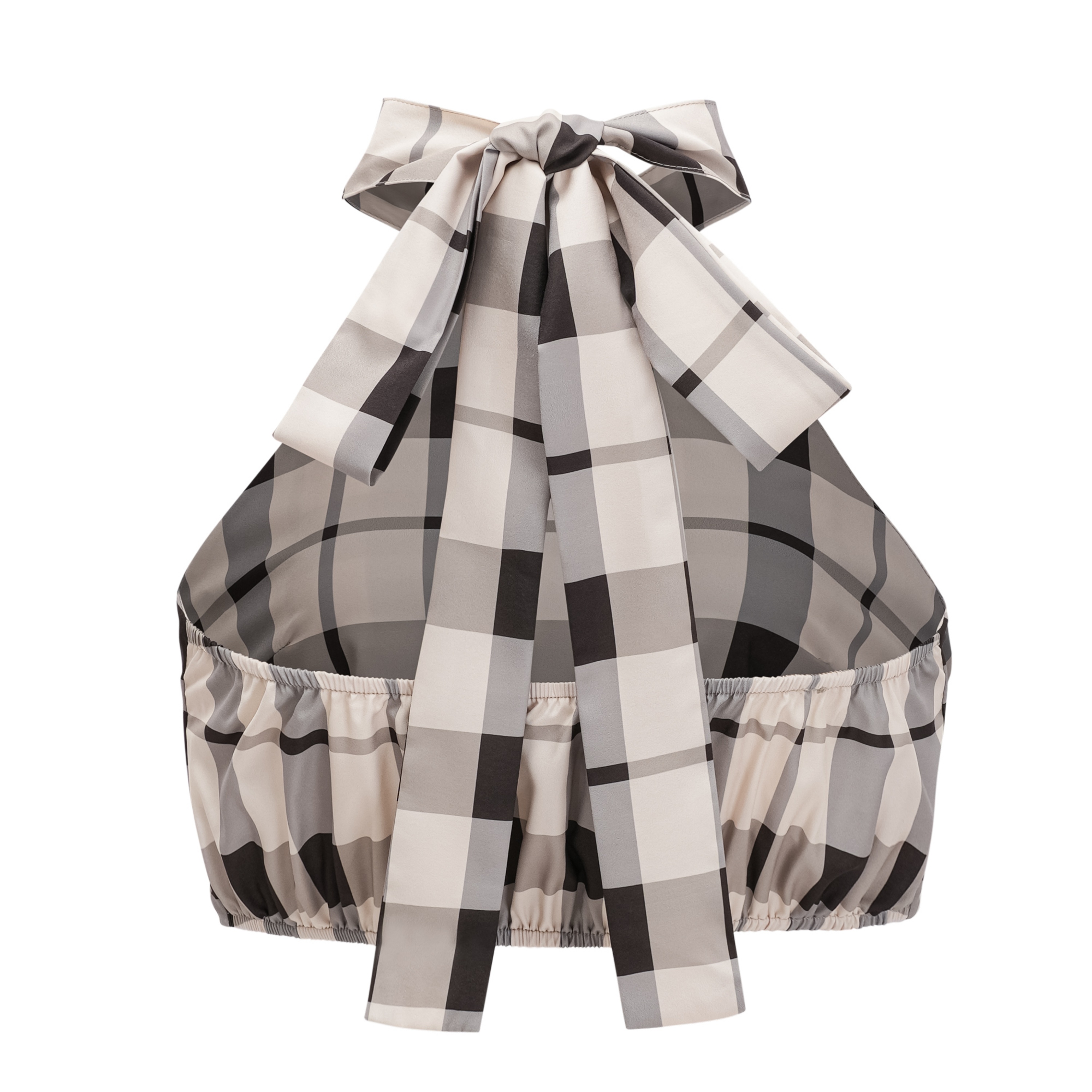 Buket Brown Plaid Top & Barrel Leg Trouser Set