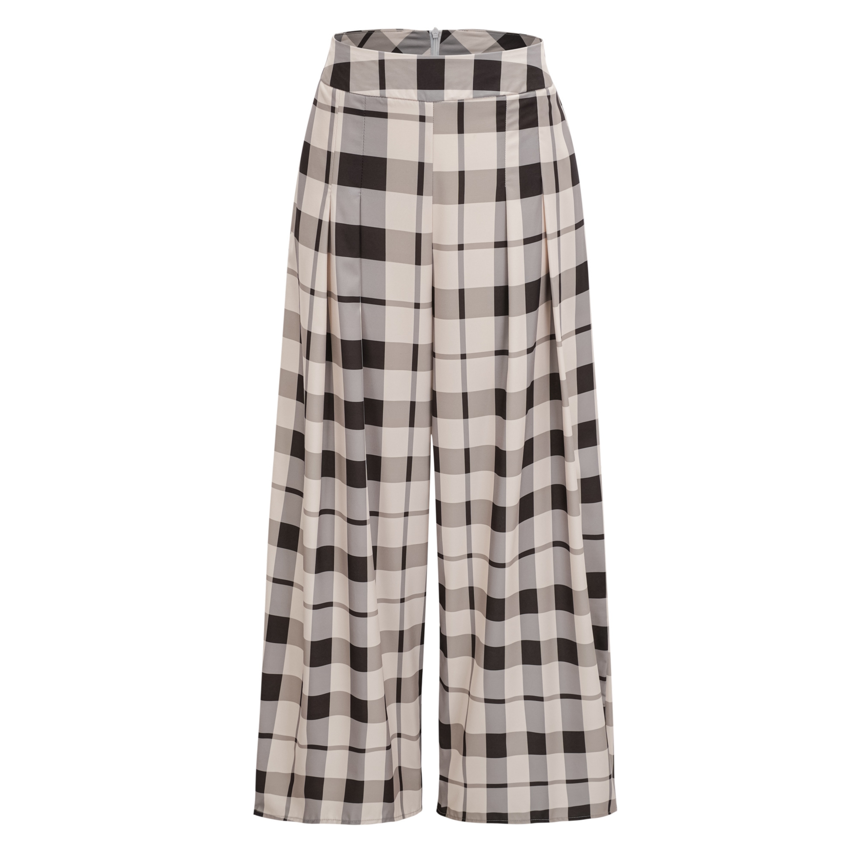Buket Brown Plaid Top & Barrel Leg Trouser Set
