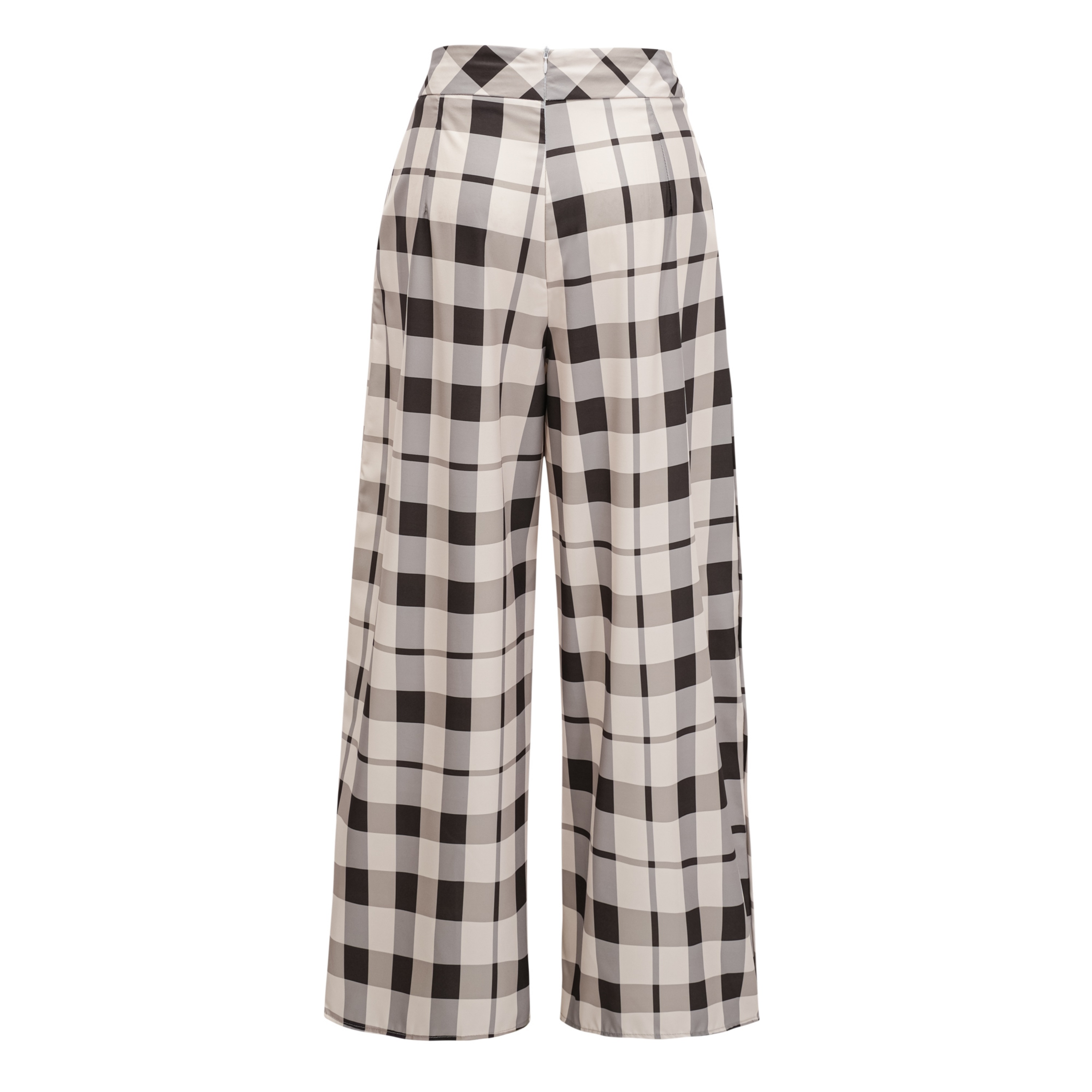 Buket Brown Plaid Top & Barrel Leg Trouser Set