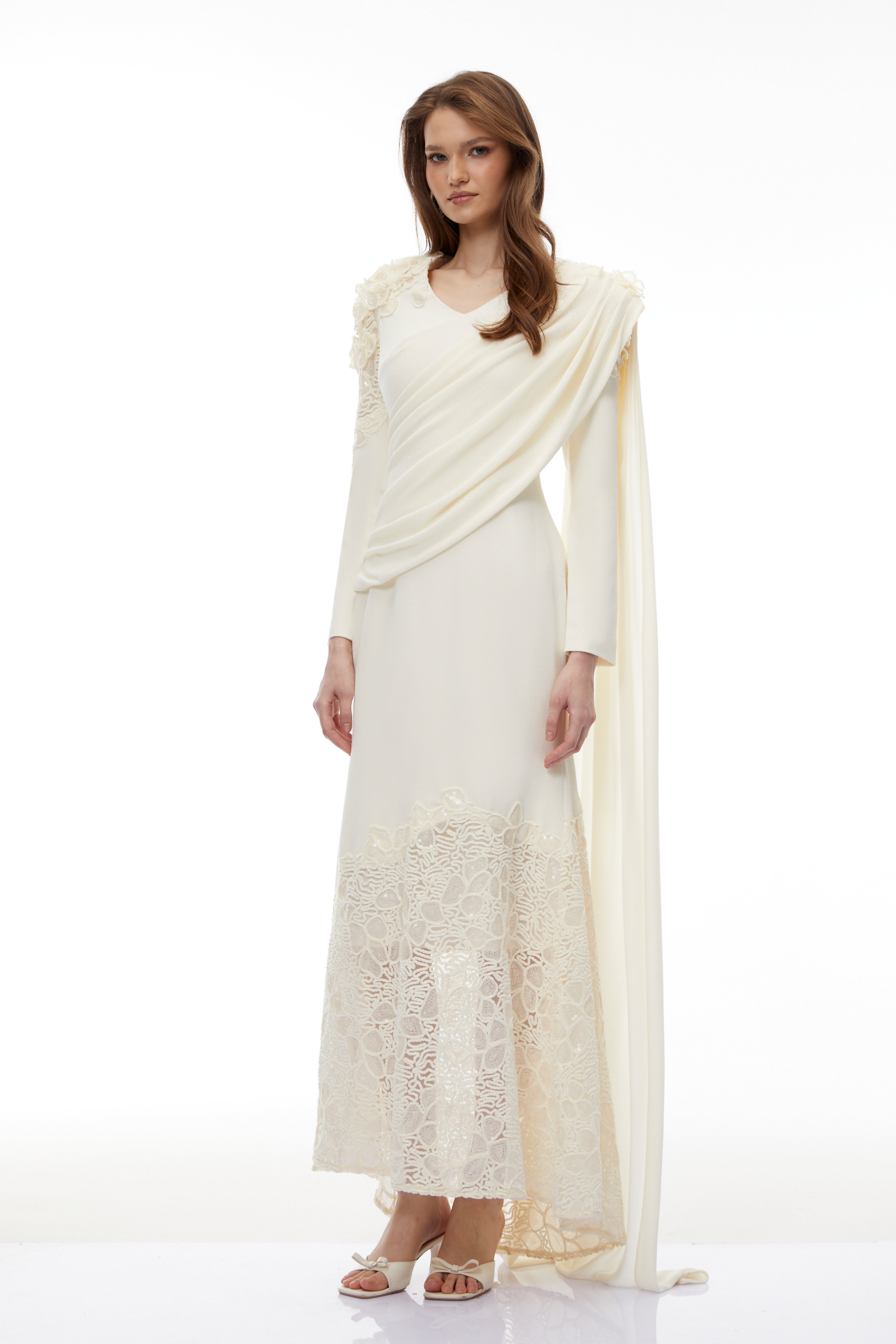 Floral Lace Ribbon Maxi Dress