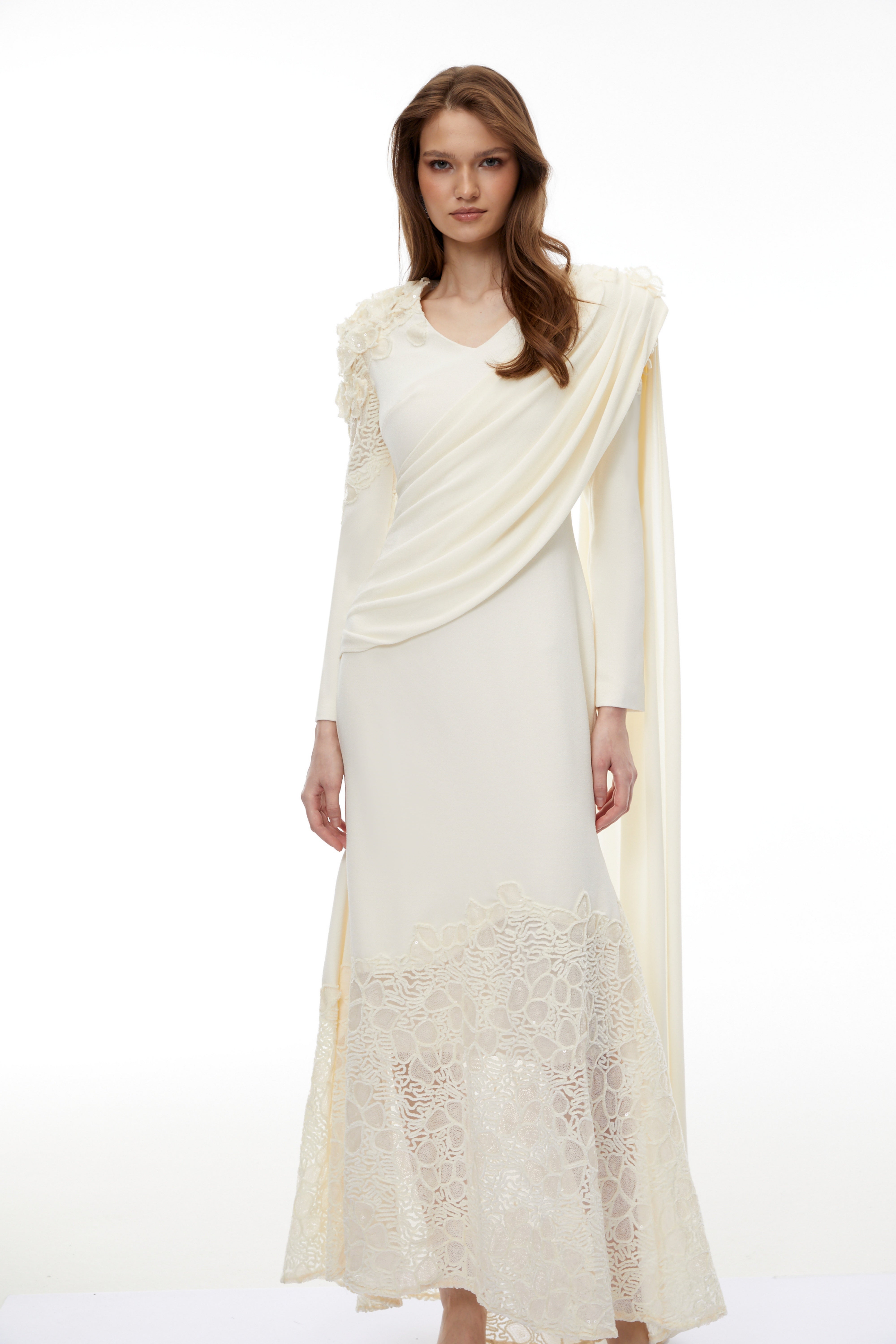 Floral Lace Ribbon Maxi Dress