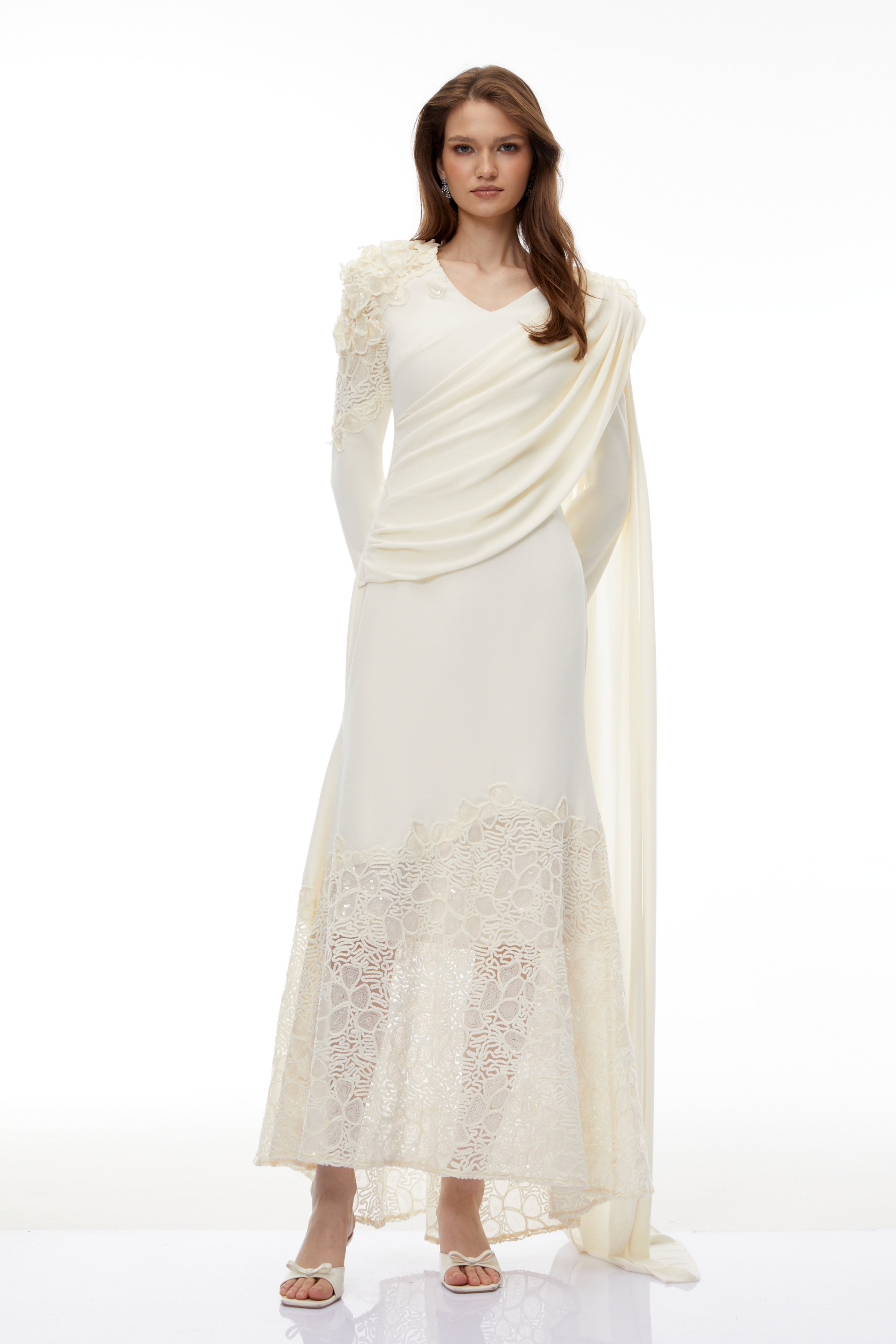 Floral Lace Ribbon Maxi Dress