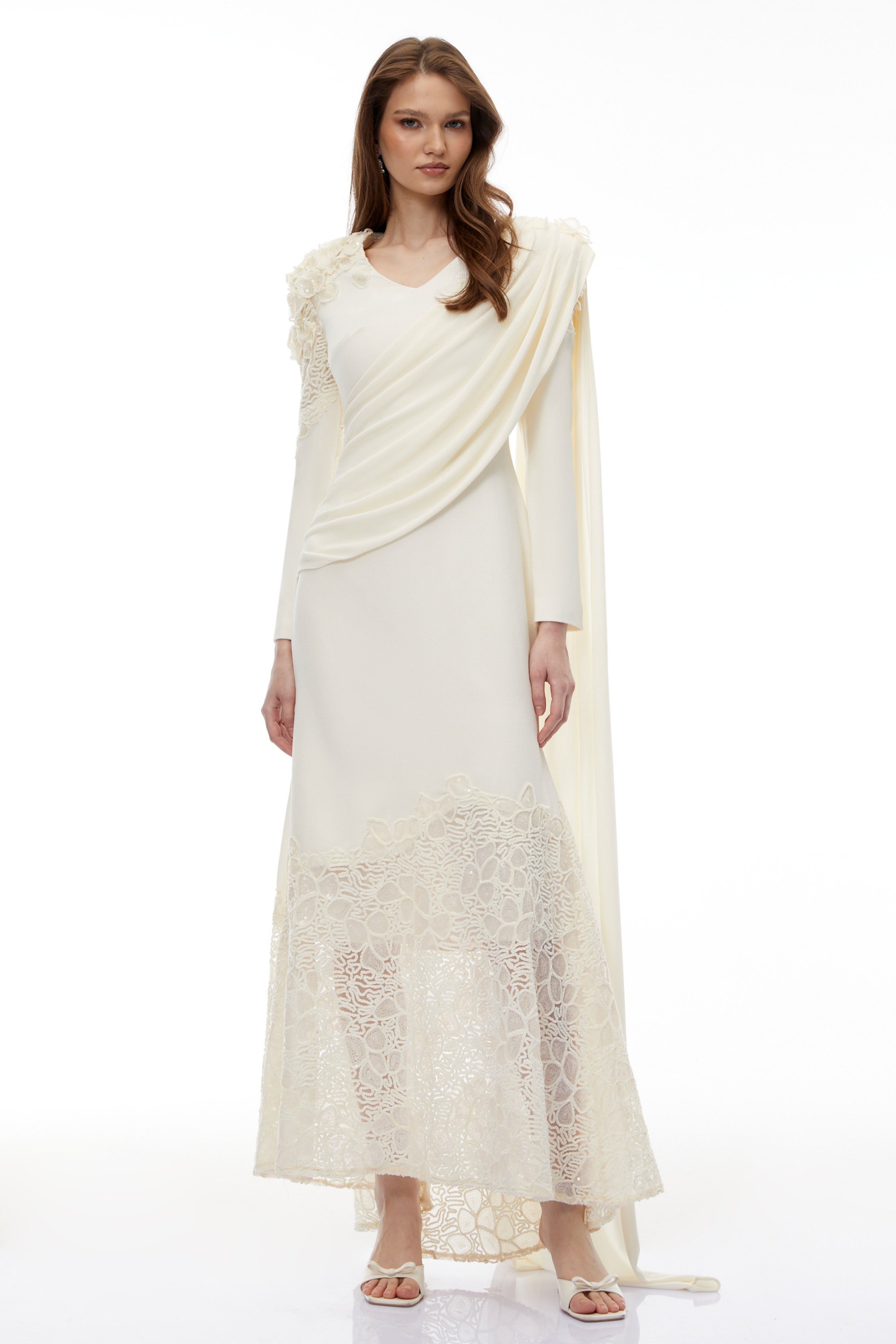 Floral Lace Ribbon Maxi Dress