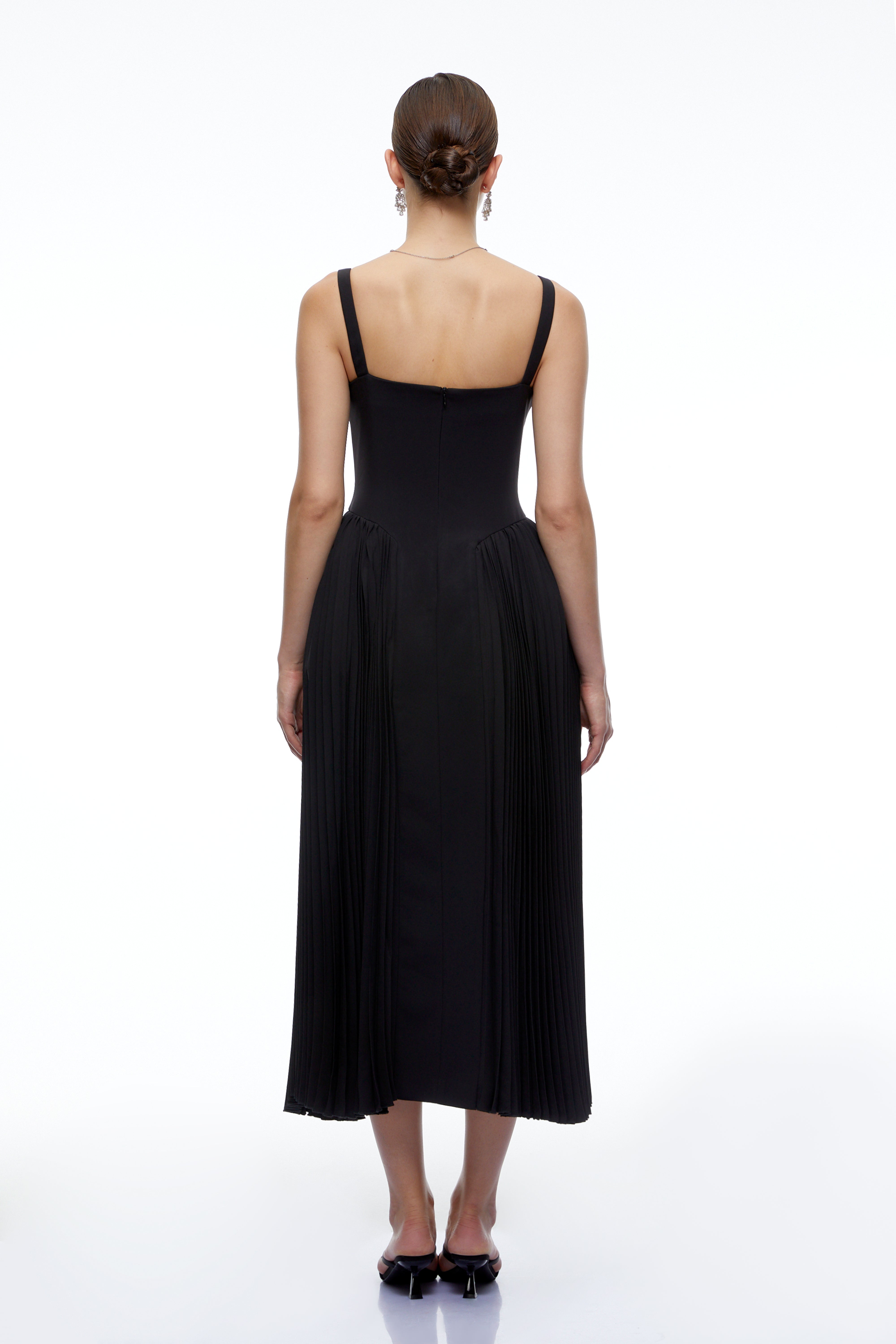 Caledonia Black Midi Dress with Contrast Collar