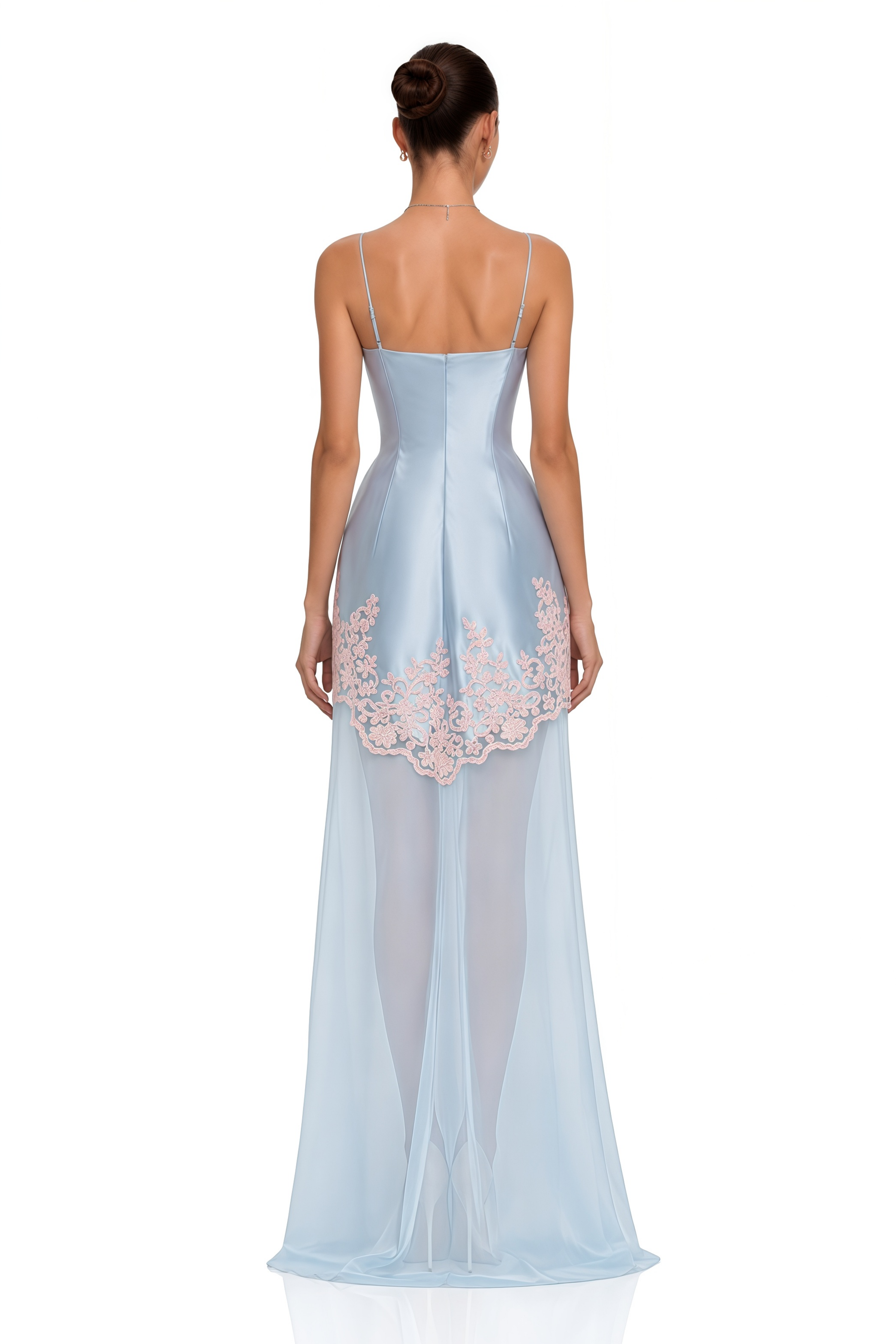 Calliope Blue Spaghetti Strap Satin Maxi Dress
